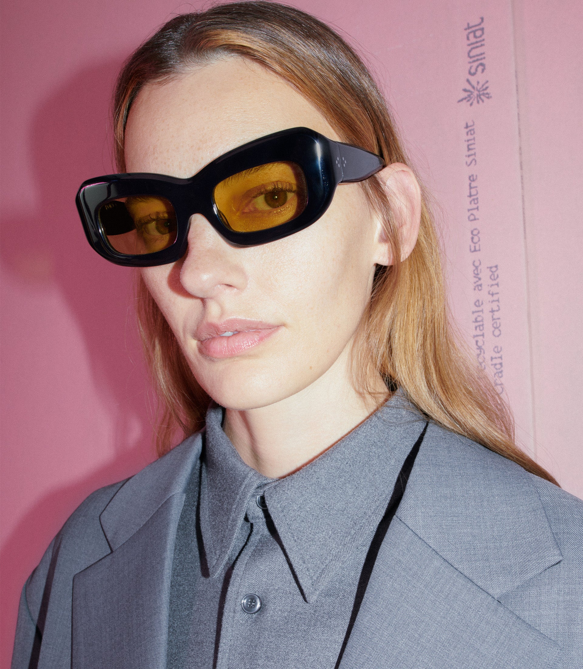 Close up of model Amanda Murphy wearing The Frankie Shop suits captured by Chris Rhodes.