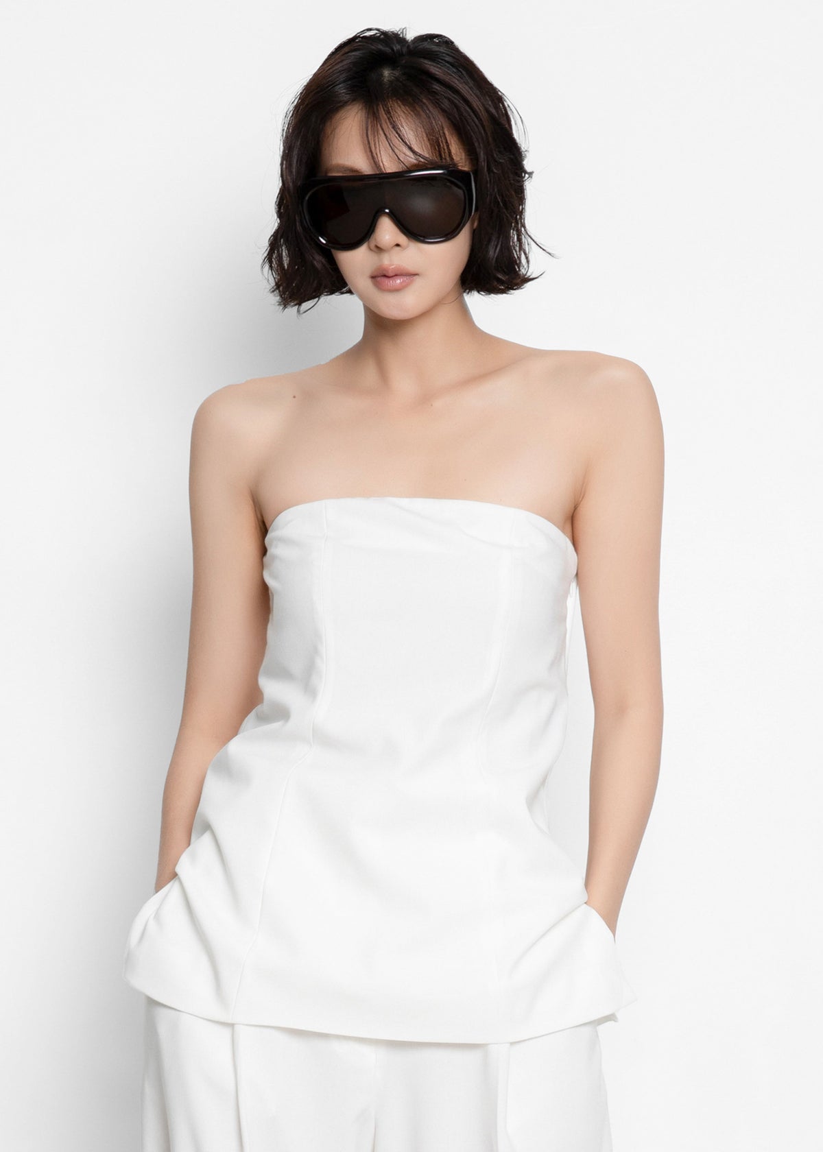 Abbie Strapless Top - White - 9