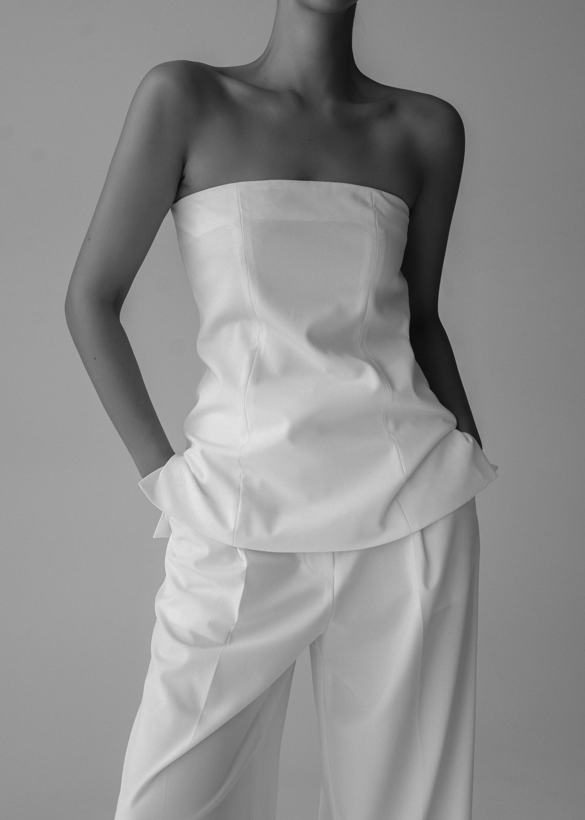 Abbie Strapless Top - White - 1