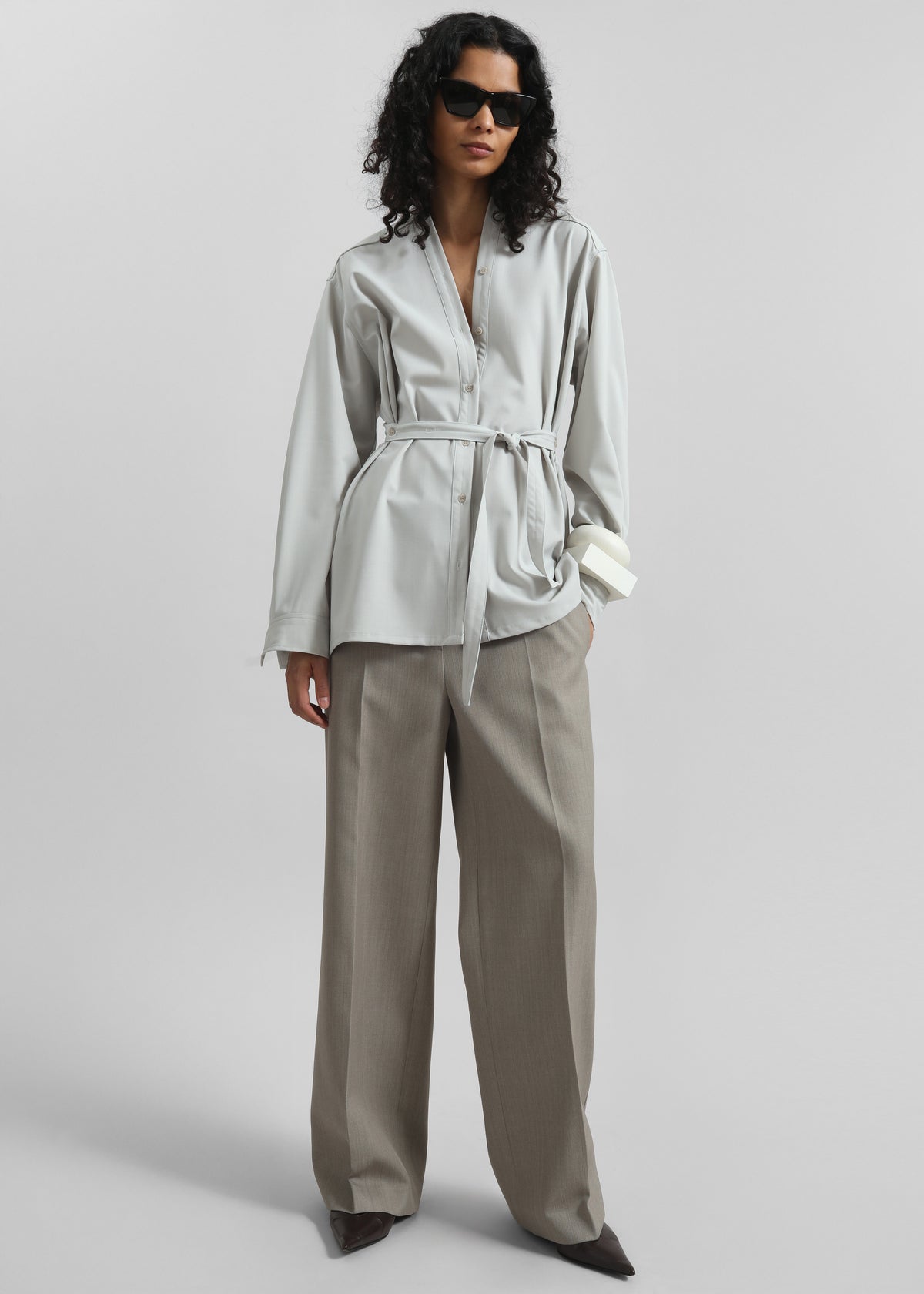 Alven Belted Shirt - Stone - 1