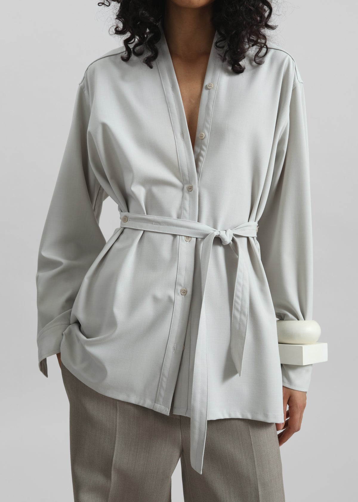 Alven Belted Shirt - Stone - 4