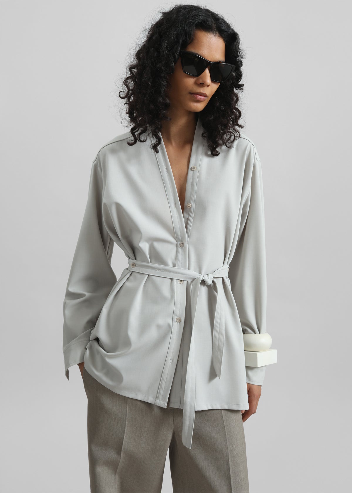 Alven Belted Shirt - Stone - 5