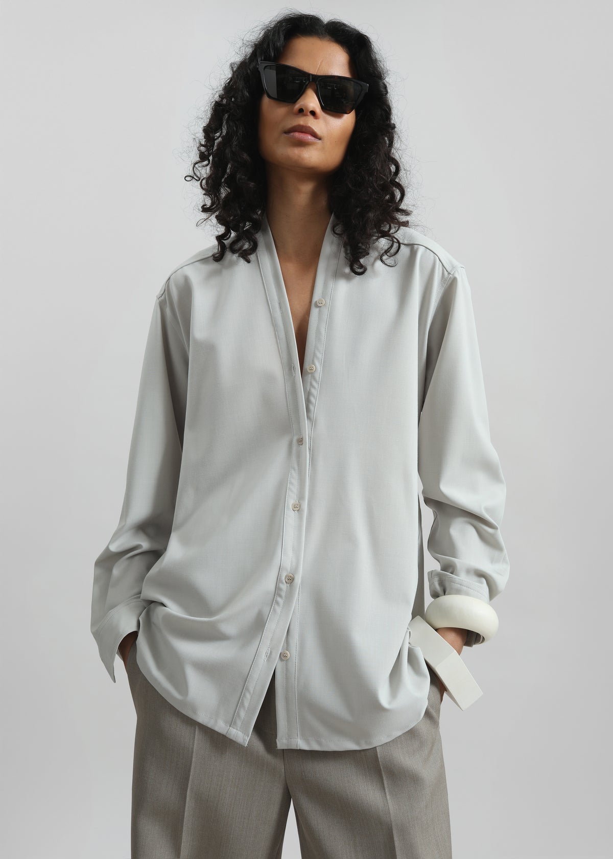 Alven Belted Shirt - Stone - 8