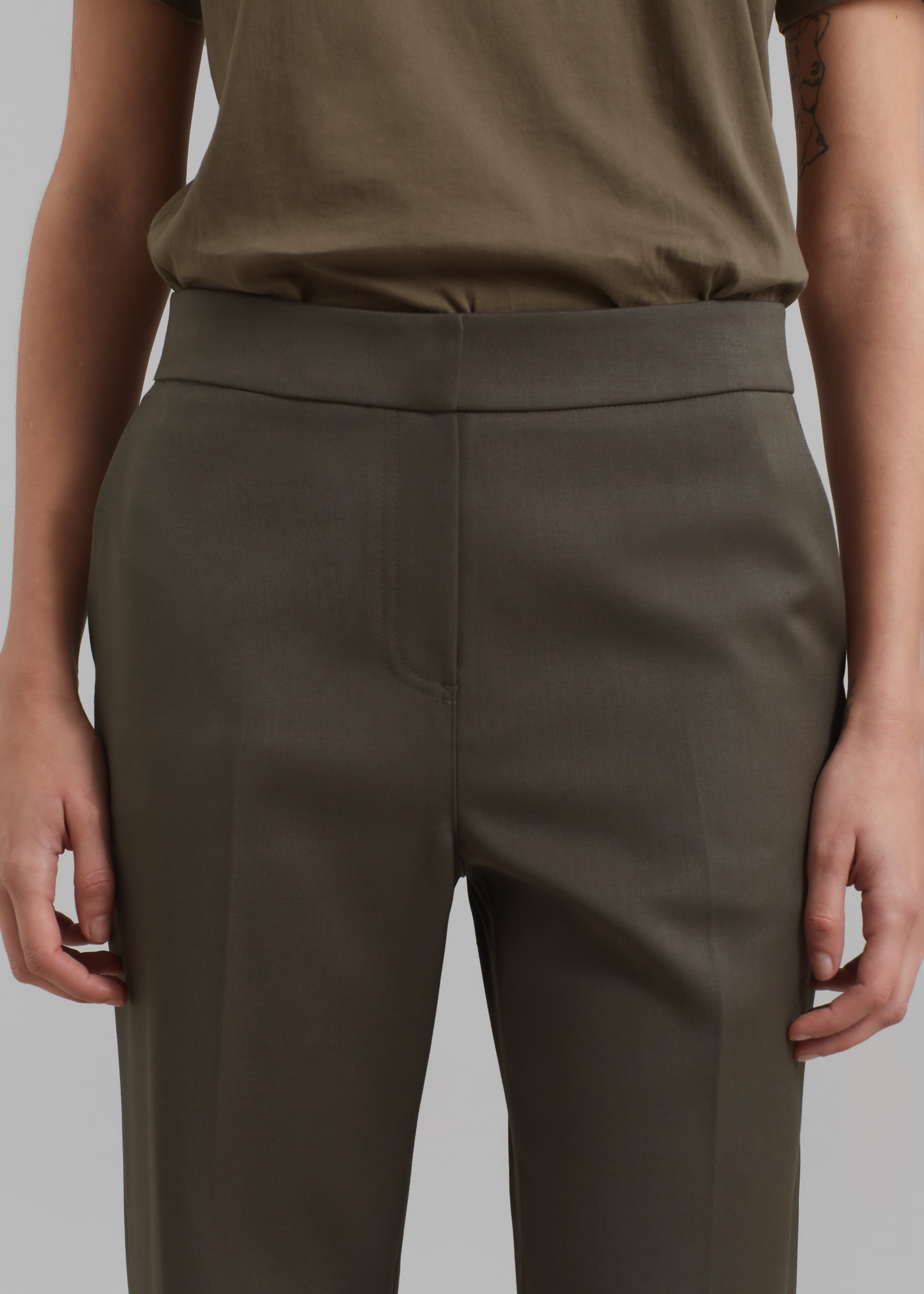 Amomento Straight Fit Wool Pants - Khaki - 5