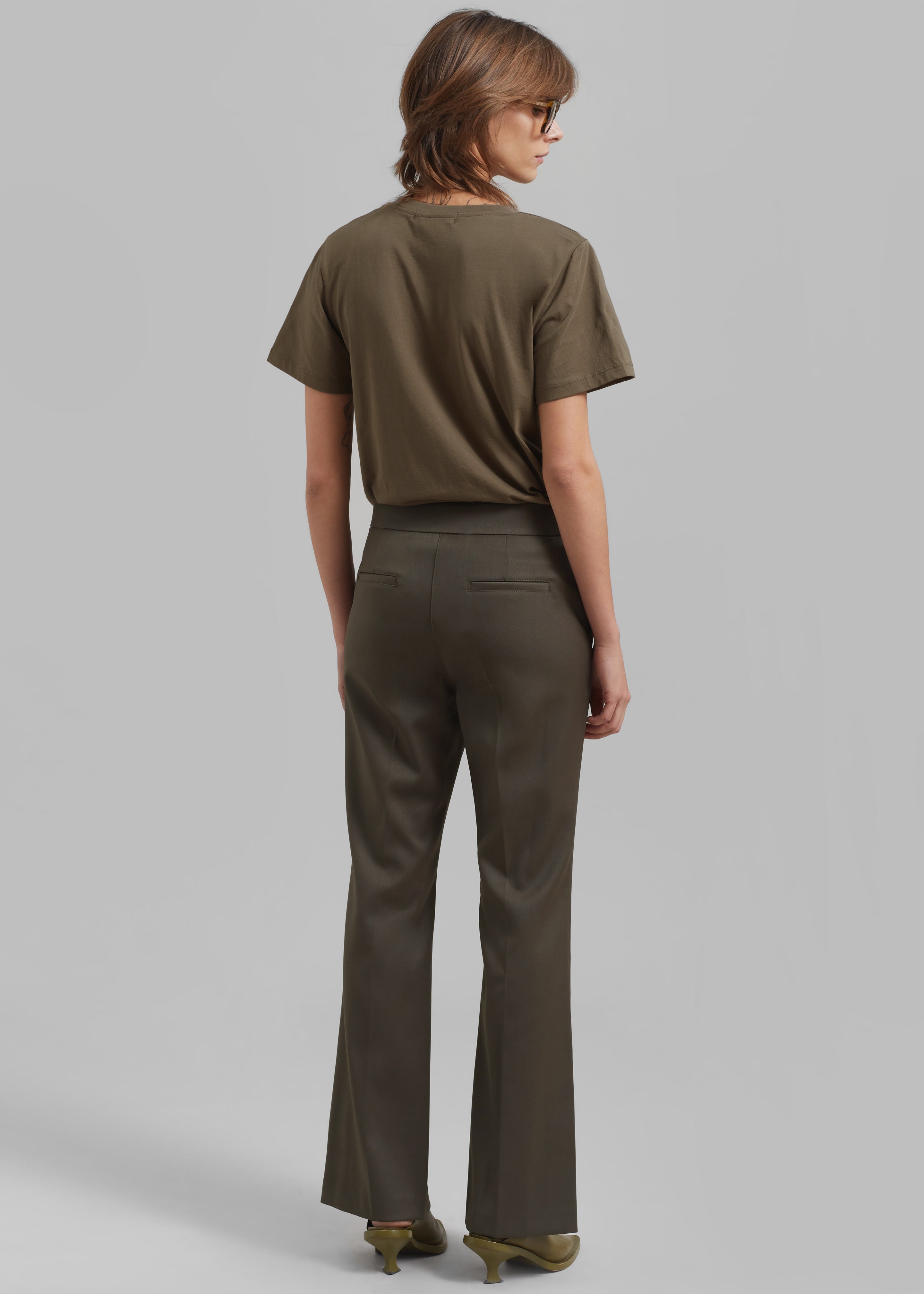 Amomento Straight Fit Wool Pants - Khaki - 7