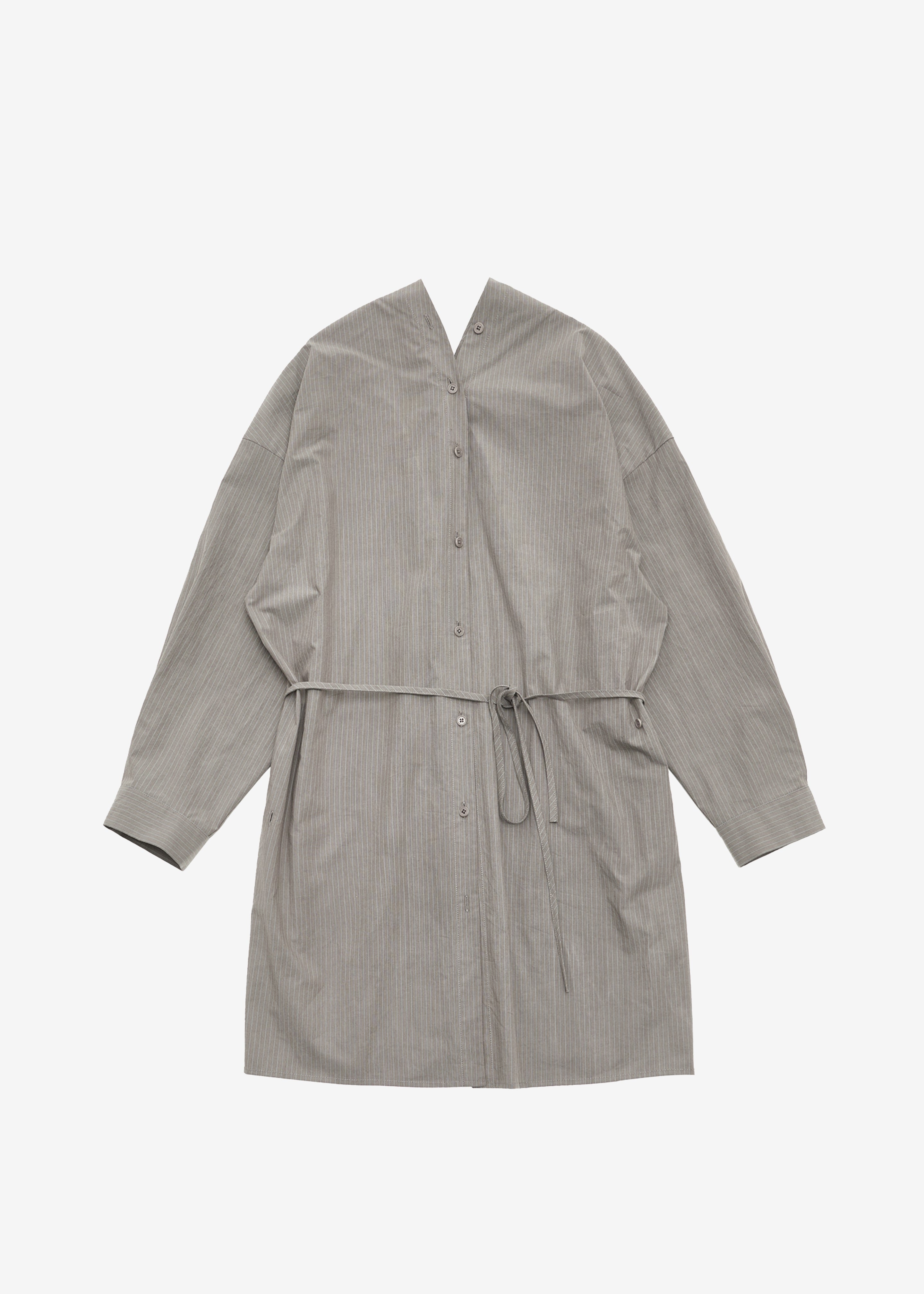 Amomento Striped Shirt Dress - Grey - 9