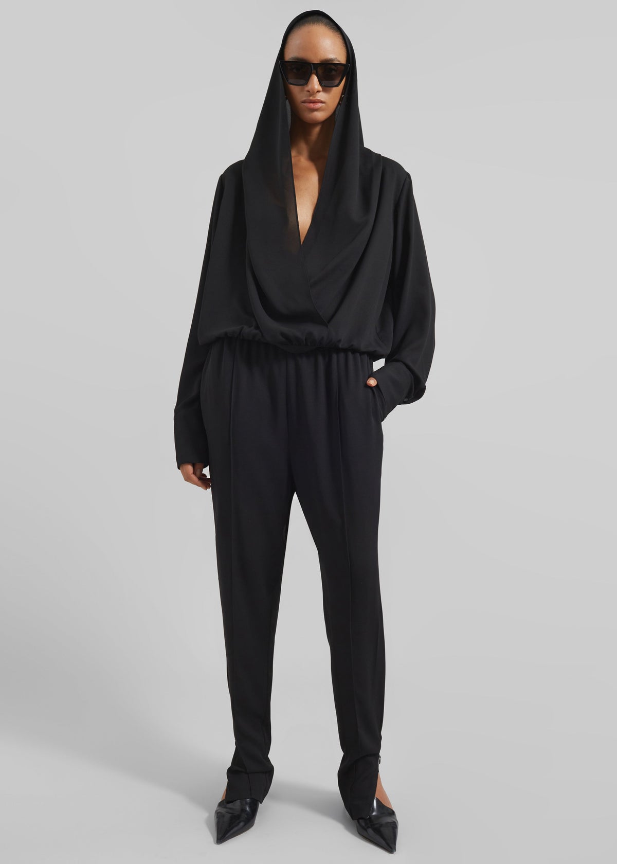 Annie Fluid Hooded Blouse - Black - 1