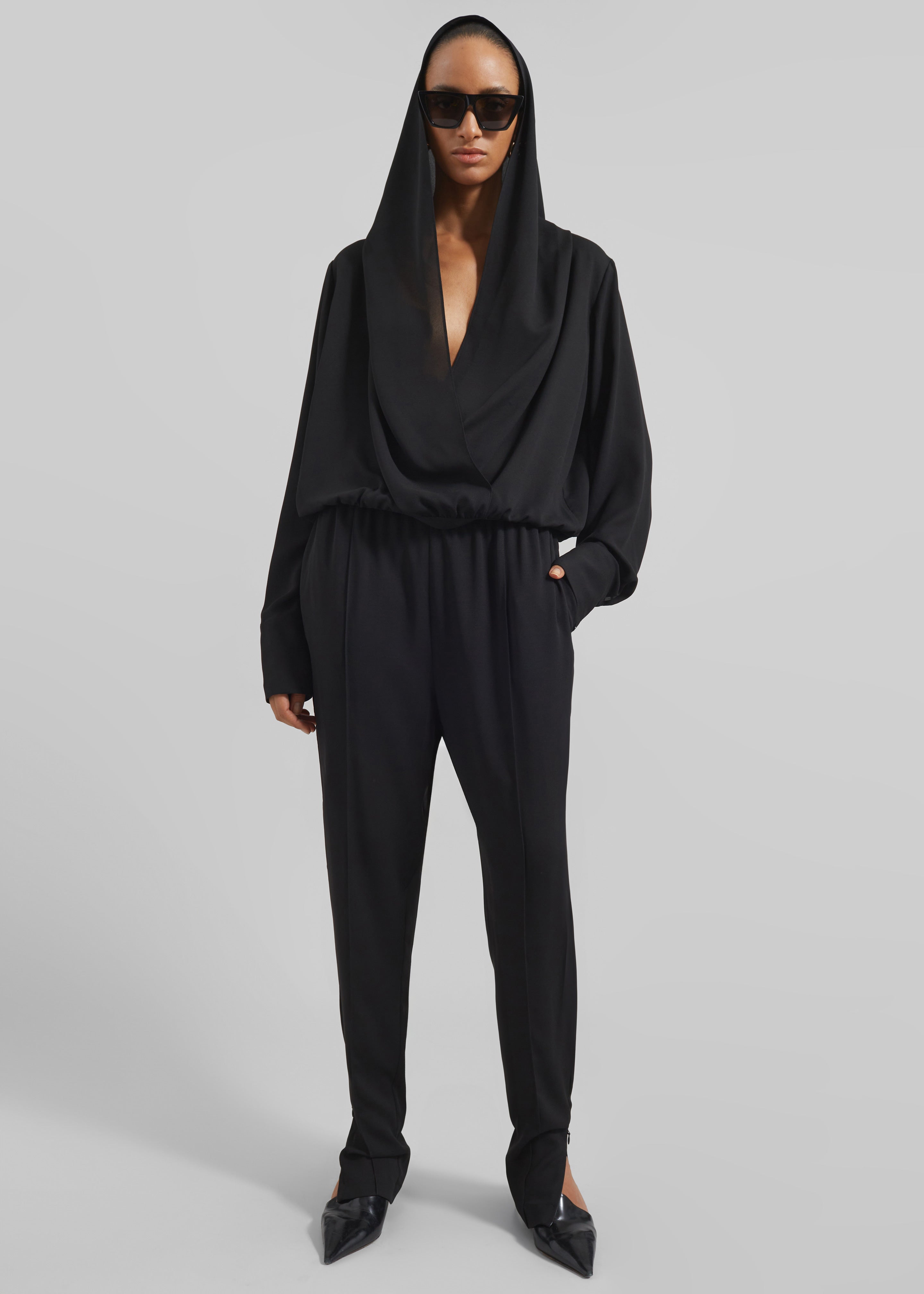 Annie Fluid Hooded Blouse - Black - 1