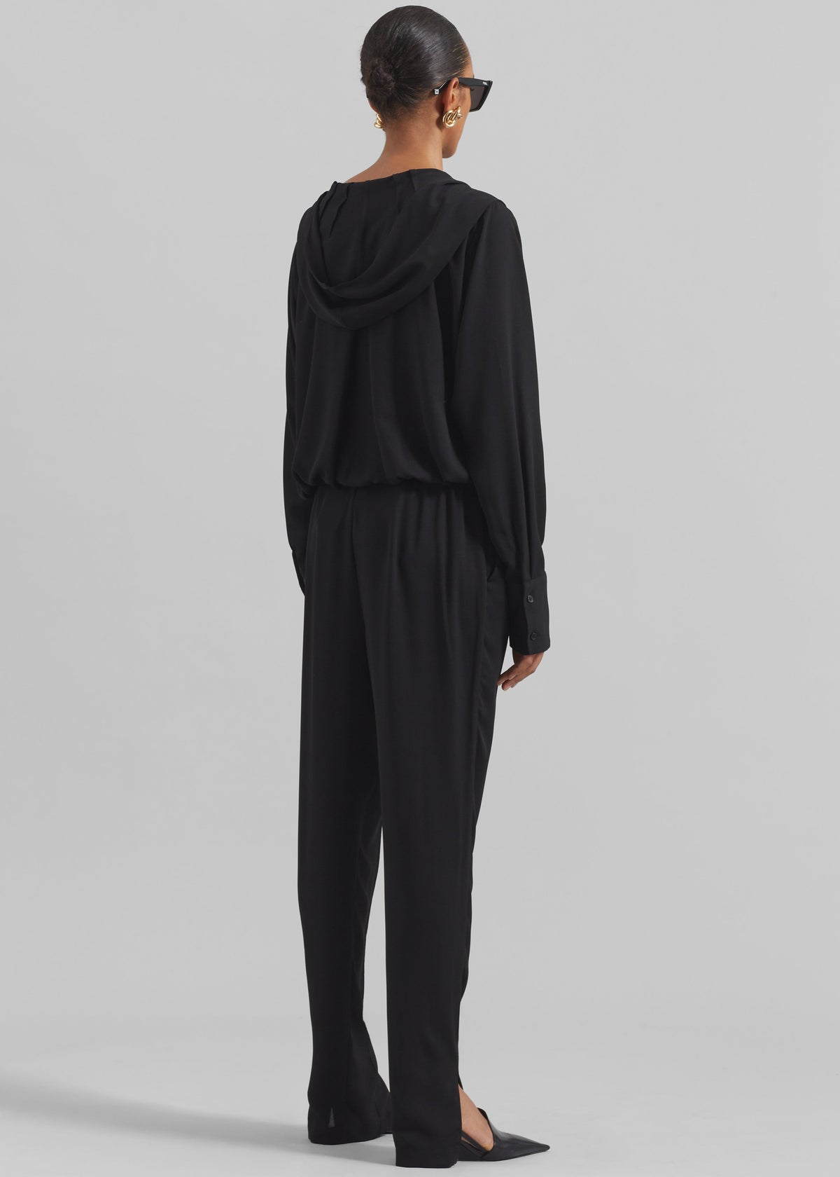 Annie Fluid Hooded Blouse - Black - 8
