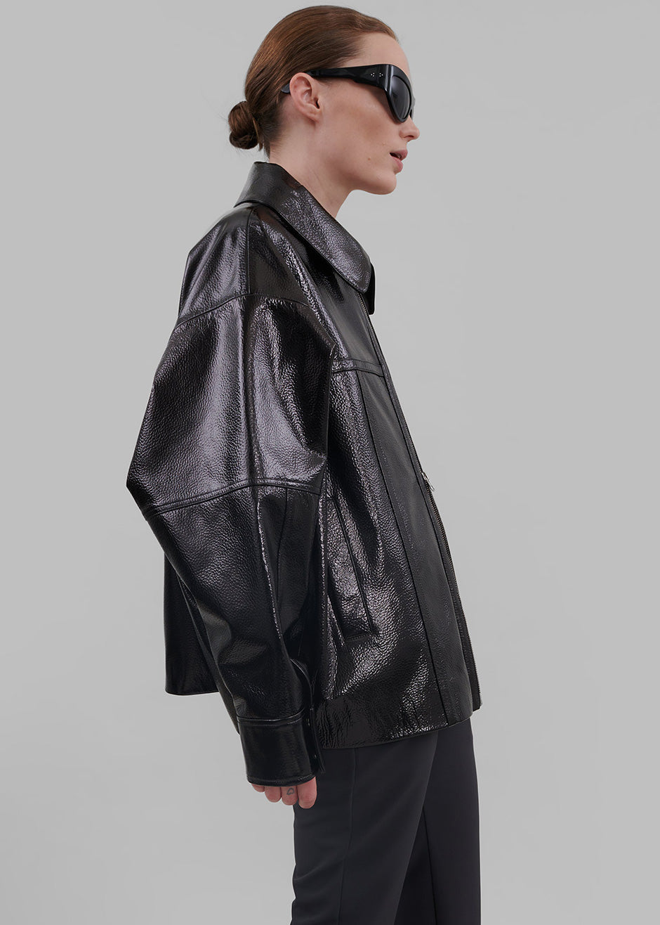 Arbor Crackled Faux Leather Jacket - Black - 1