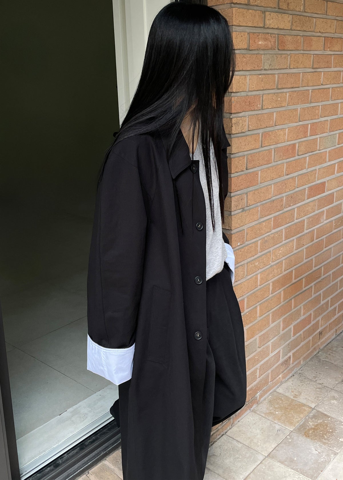 Arlise Oversized Trench Coat - Black - 9