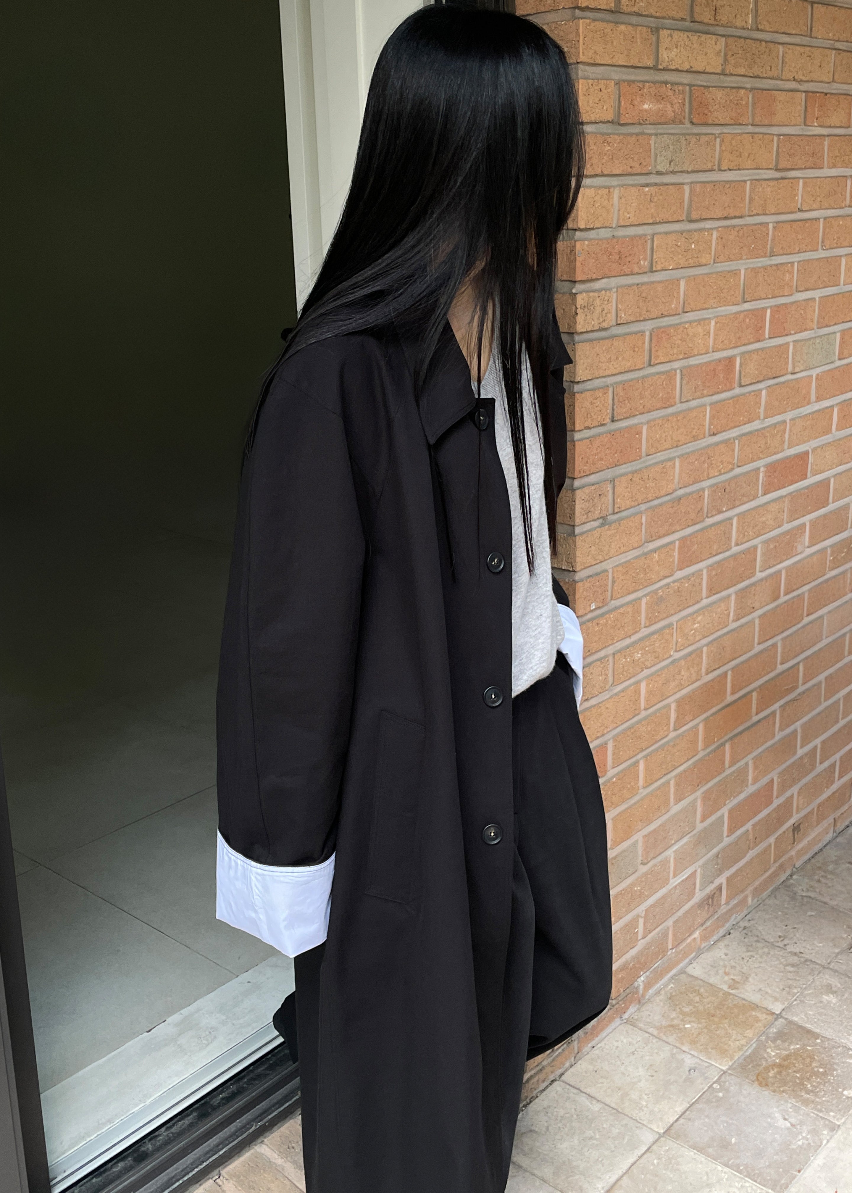 Arlise Oversized Trench Coat - Black - 9