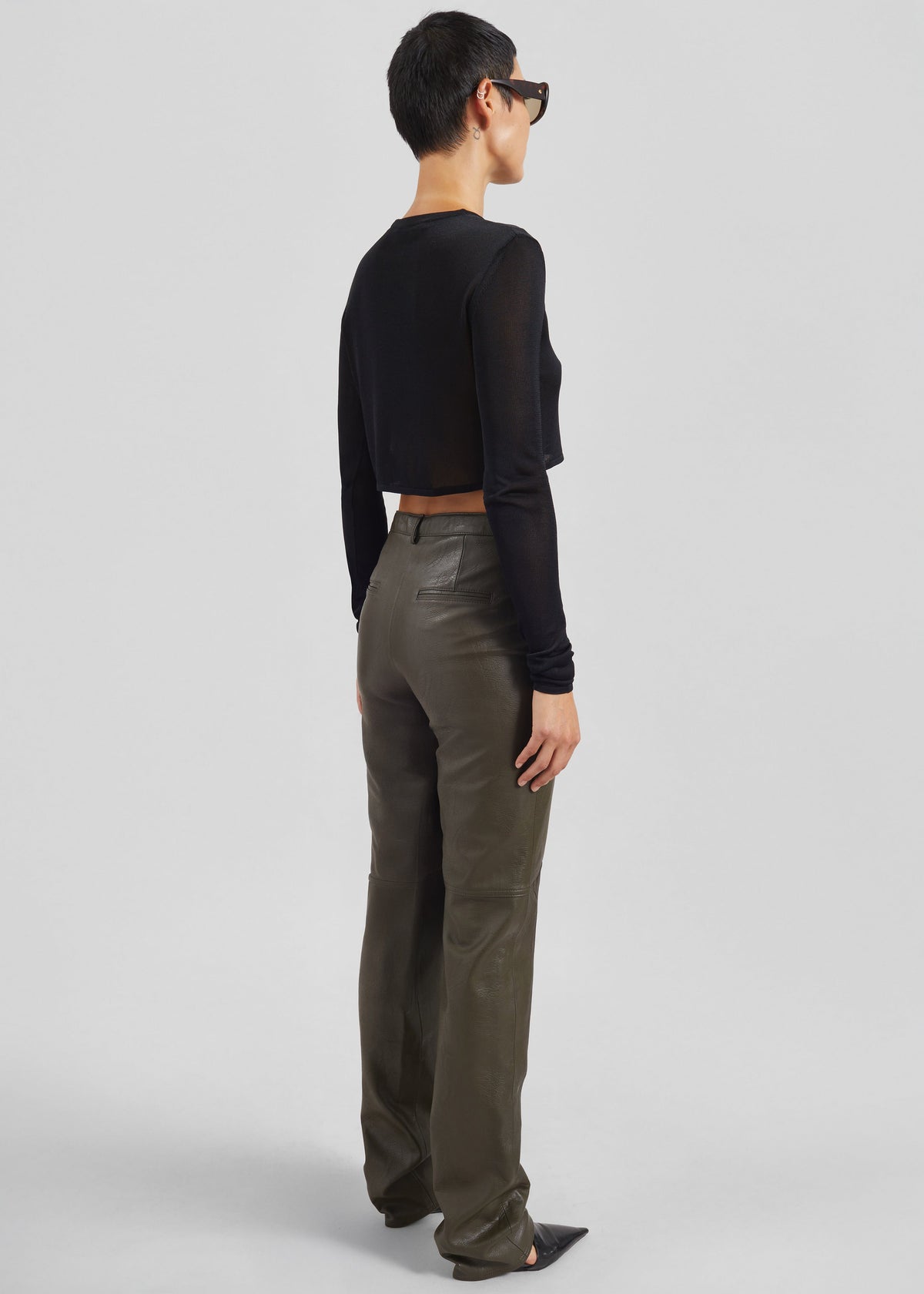 Ascona Faux Leather Pants - Dark Olive - 10