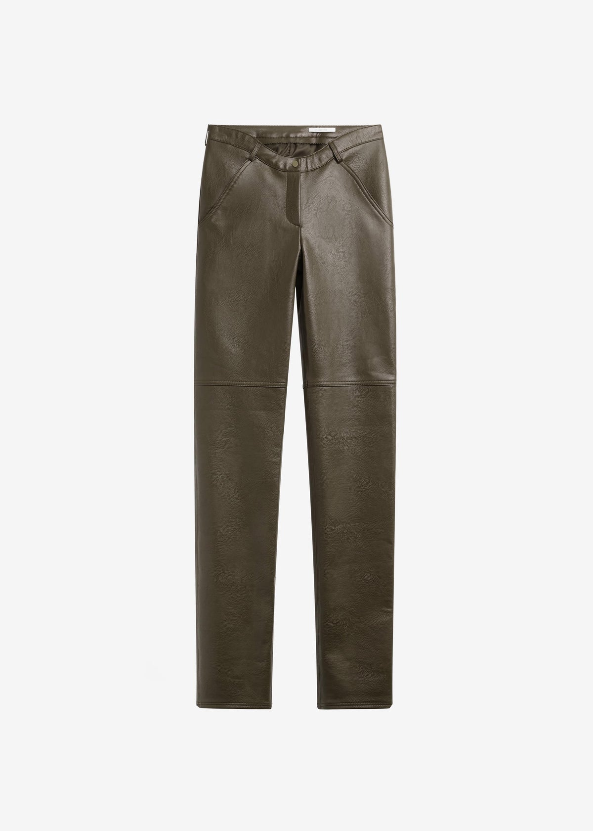 Ascona Faux Leather Pants - Dark Olive - 13