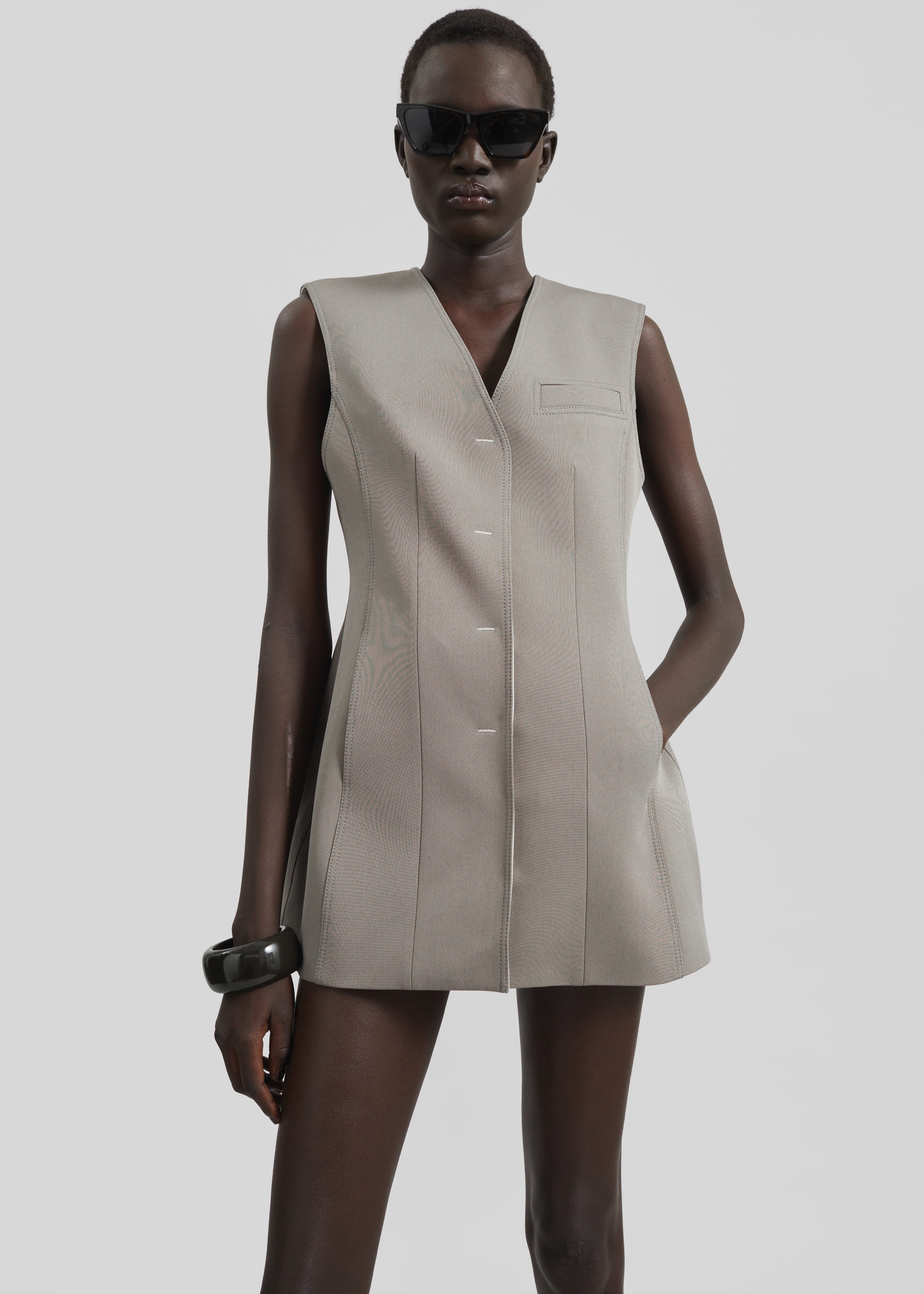 Ashbury Vest Dress - Taupe - 8