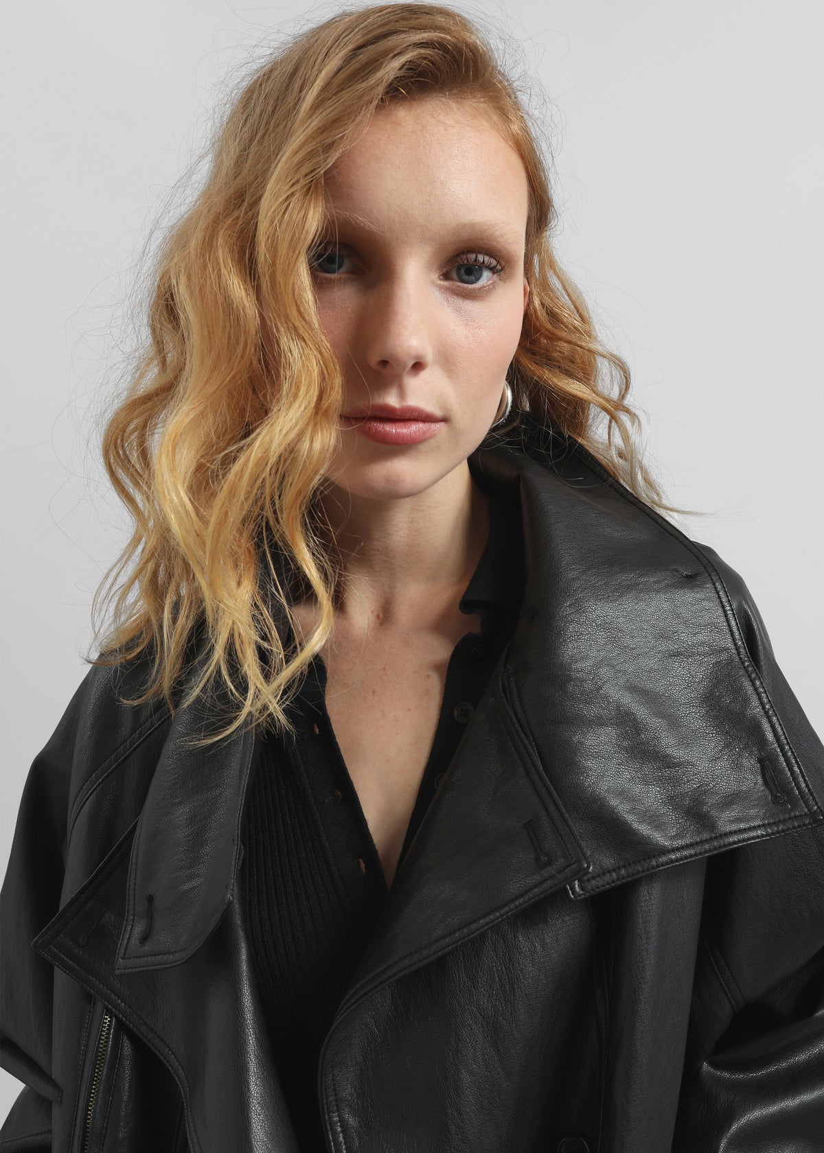 Amunta Faux Leather Trench Jacket - Black - 6