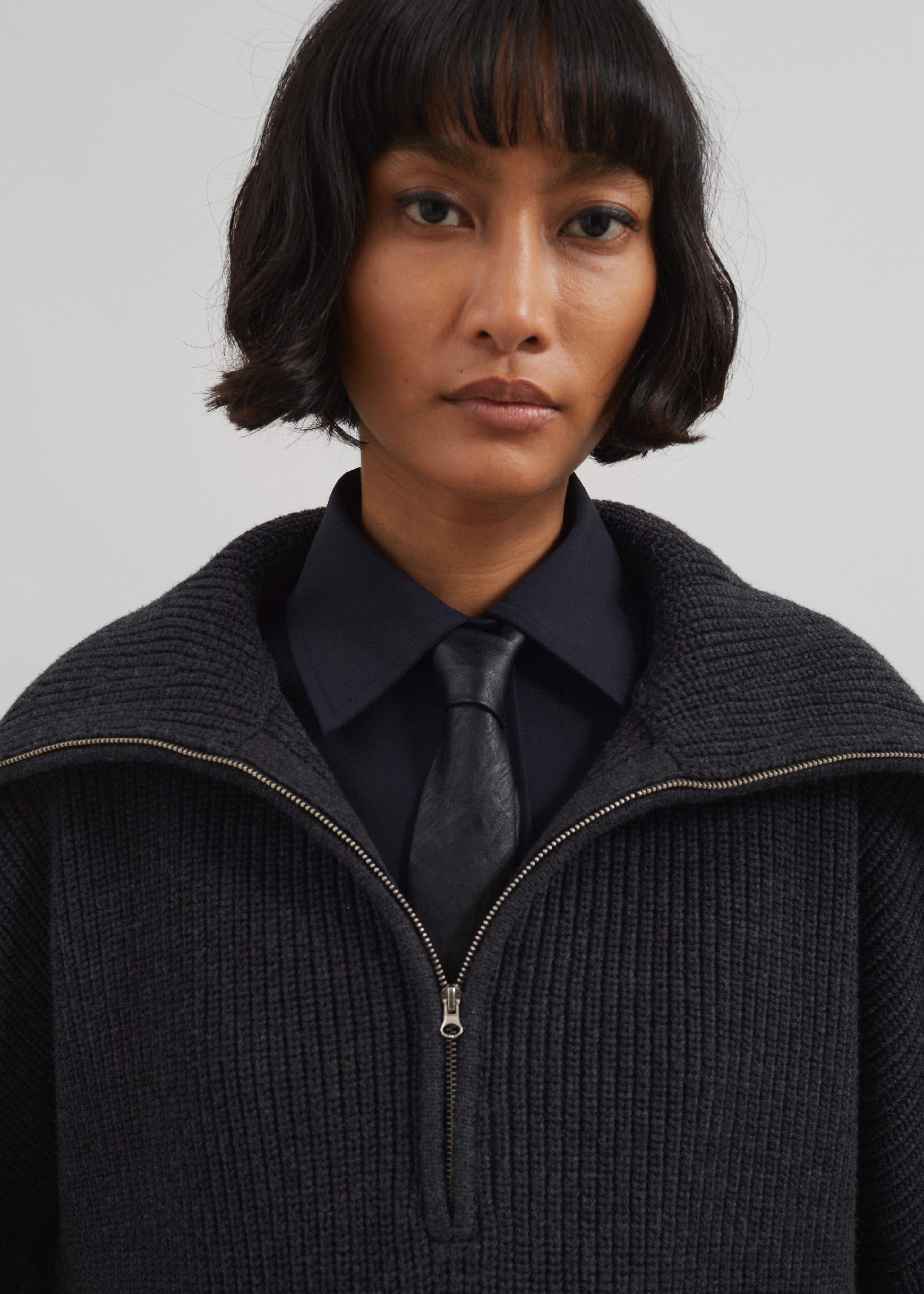 Hazel Oversized Wool Jumper - Dark Grey - 13