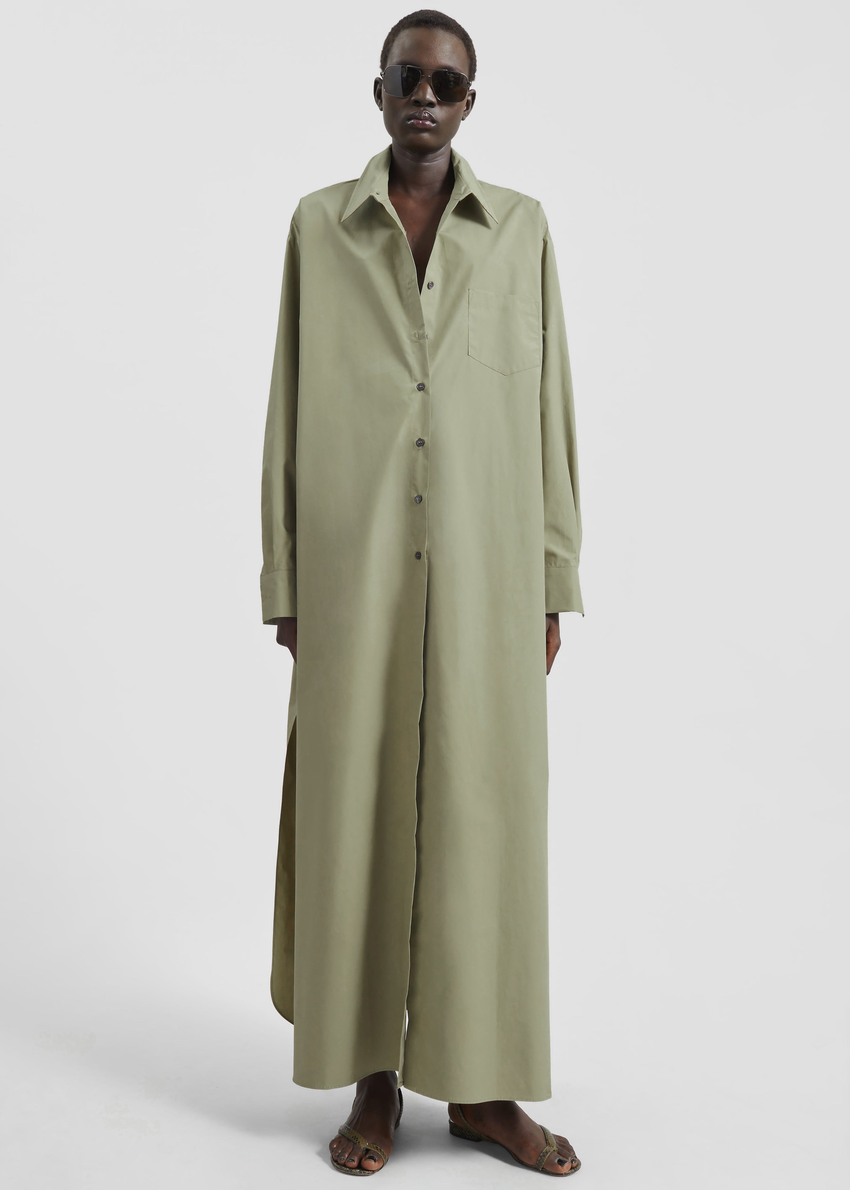 Avery Shirt Dress - Pale Olive - 3