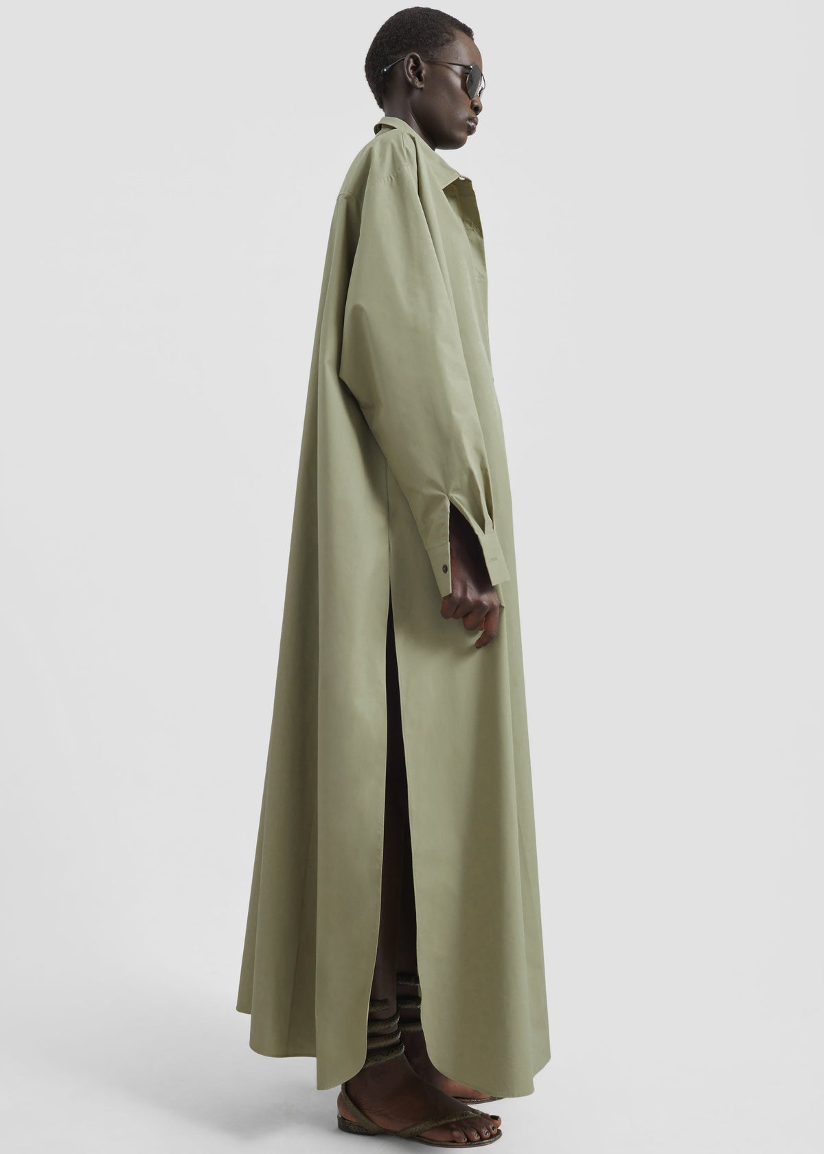 Avery Shirt Dress - Pale Olive - 5