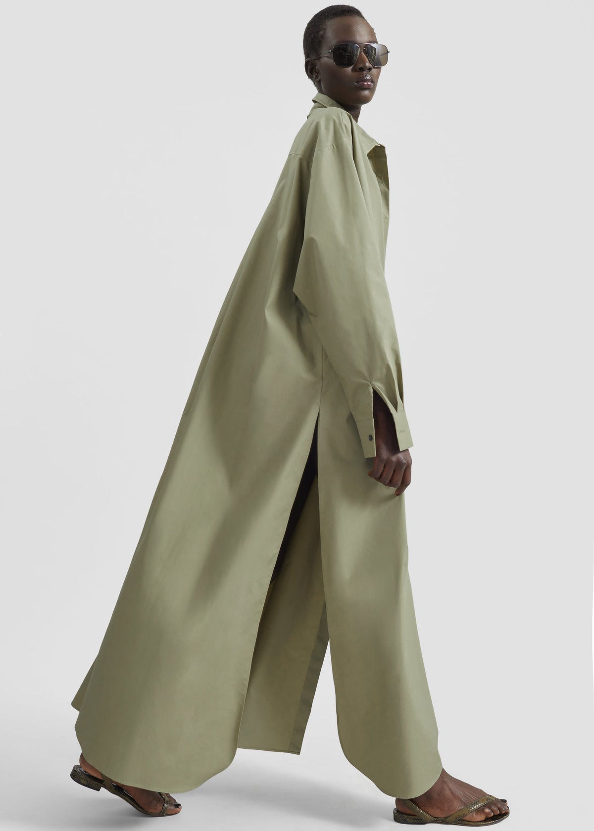 Avery Shirt Dress - Pale Olive - 1