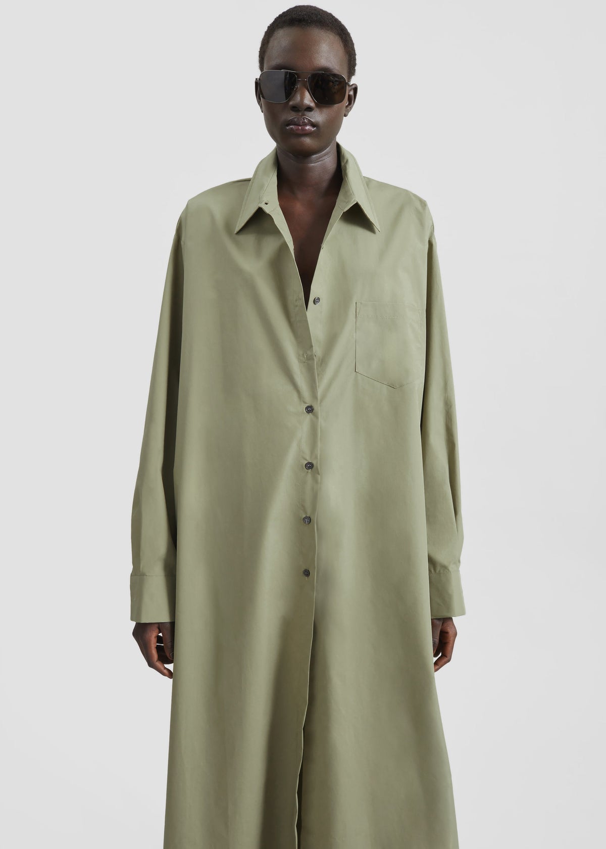 Avery Shirt Dress - Pale Olive - 2