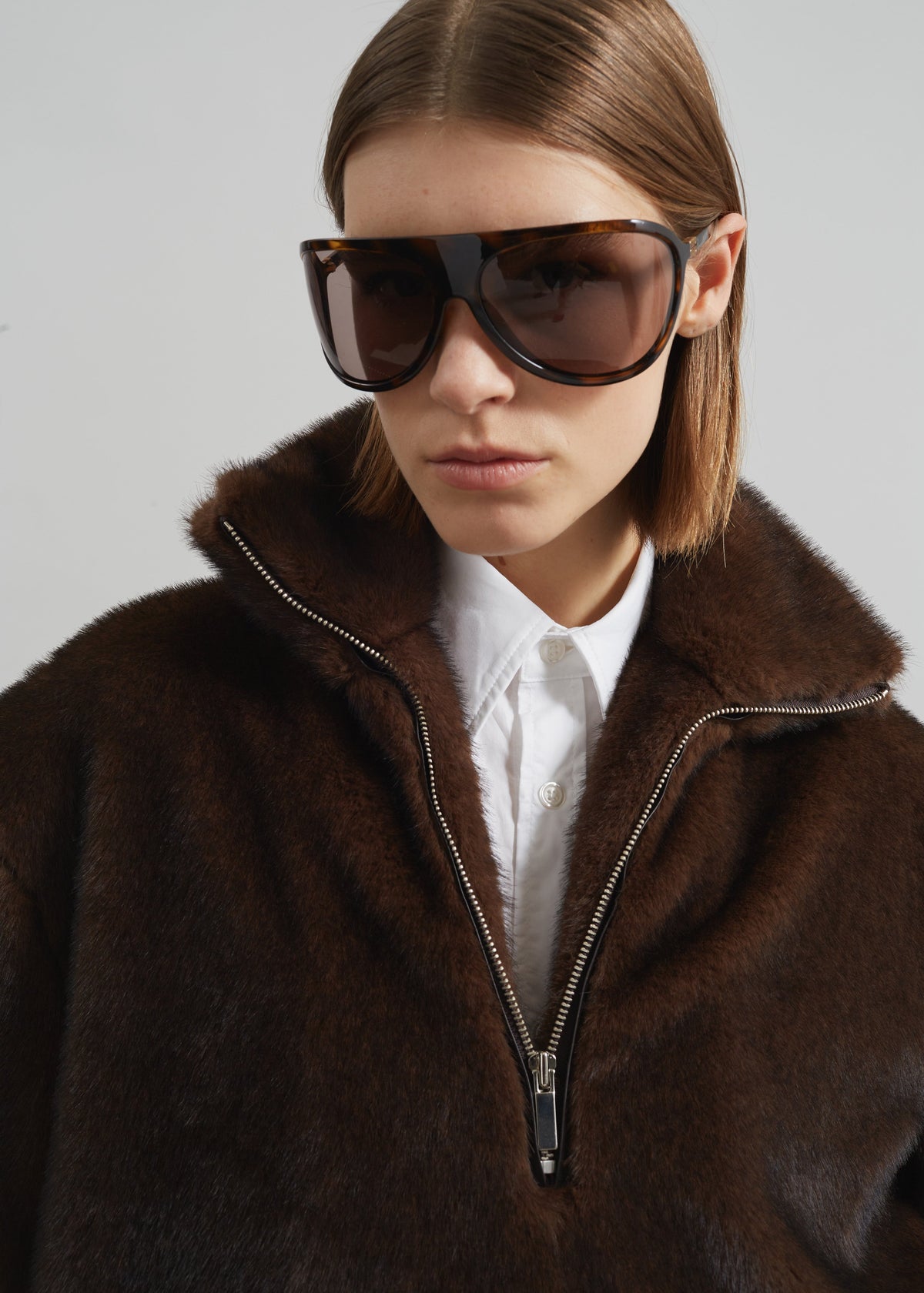 Banff Half-Zip Faux-Fur Pullover - Brown - 2