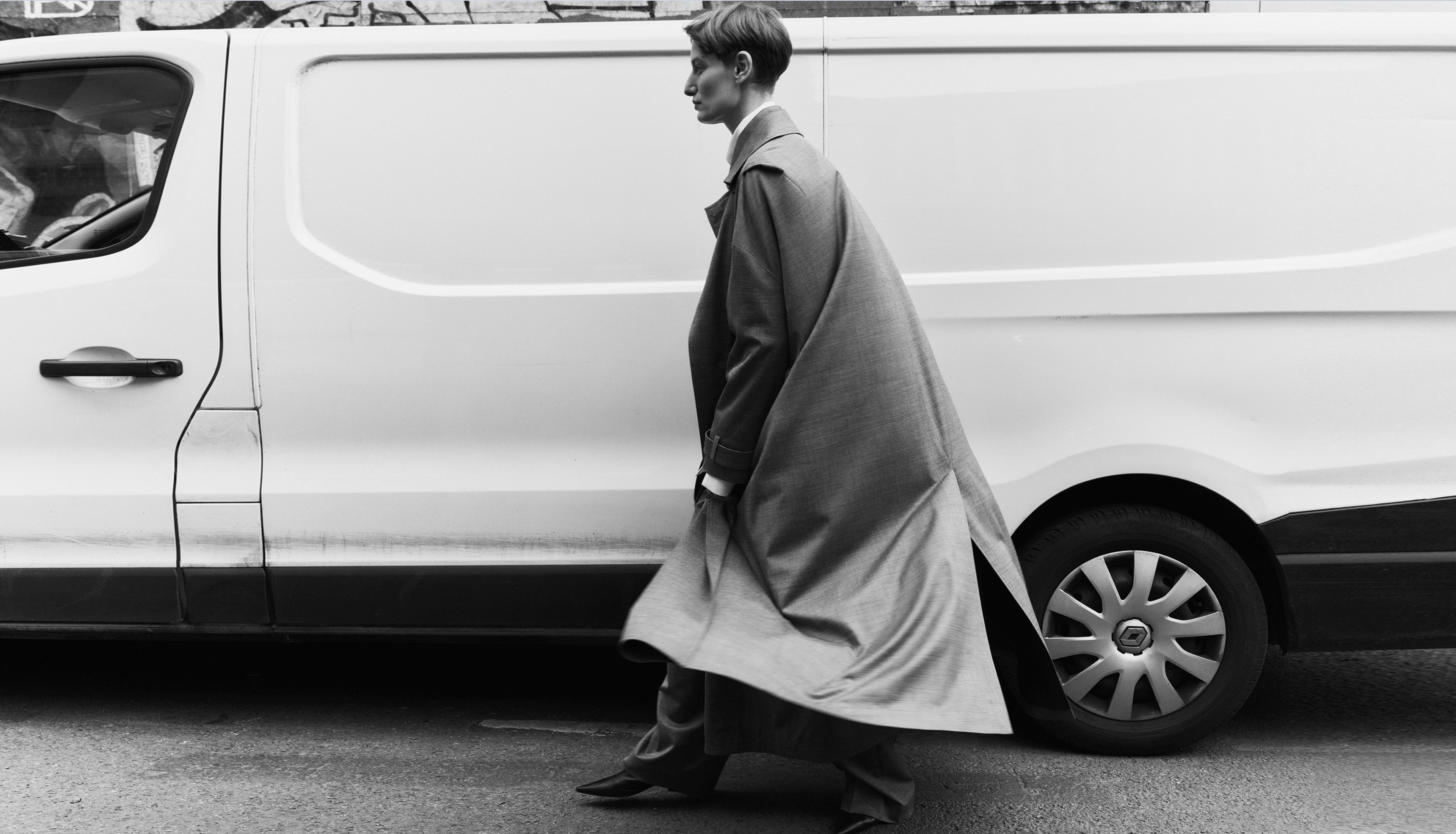 Model Veronika Kunz wearing The Frankie Shop photographed by Sarah Blais in the streets of Paris.