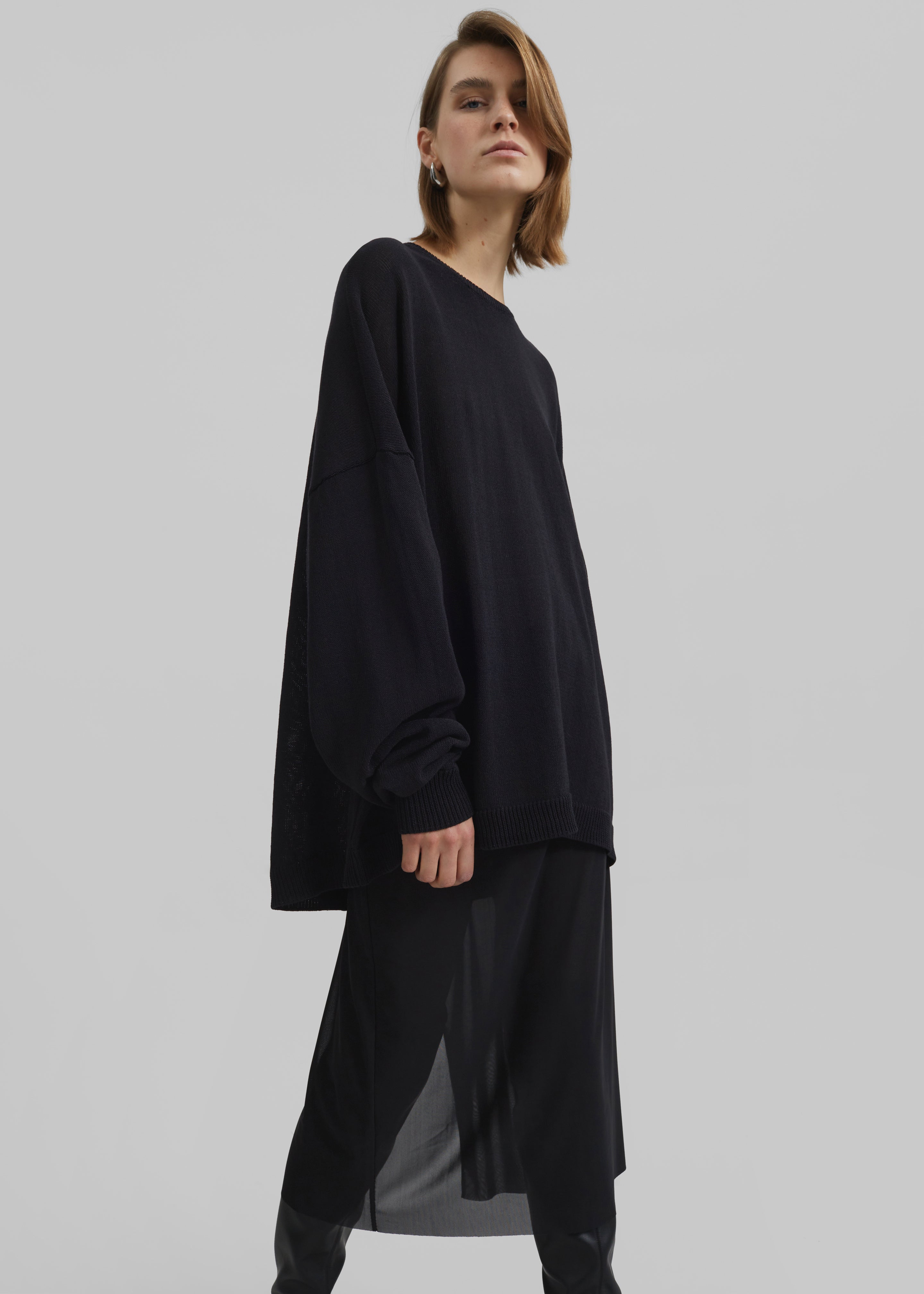 Basel Crew Neck Sweater - Black - 1