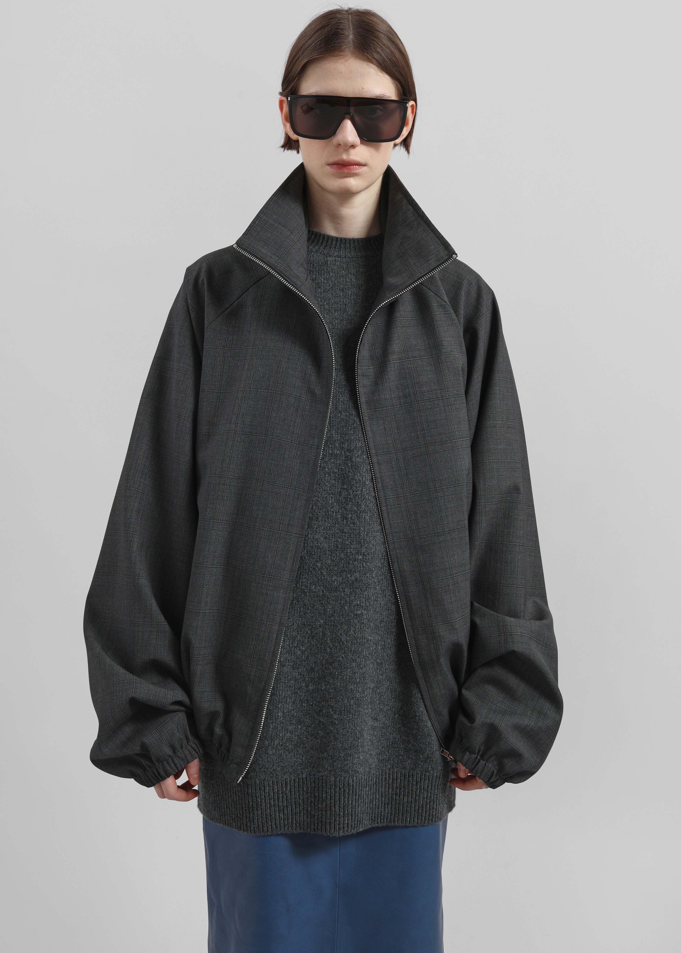 Baxter Plaid Track Jacket - Dark Grey - 6