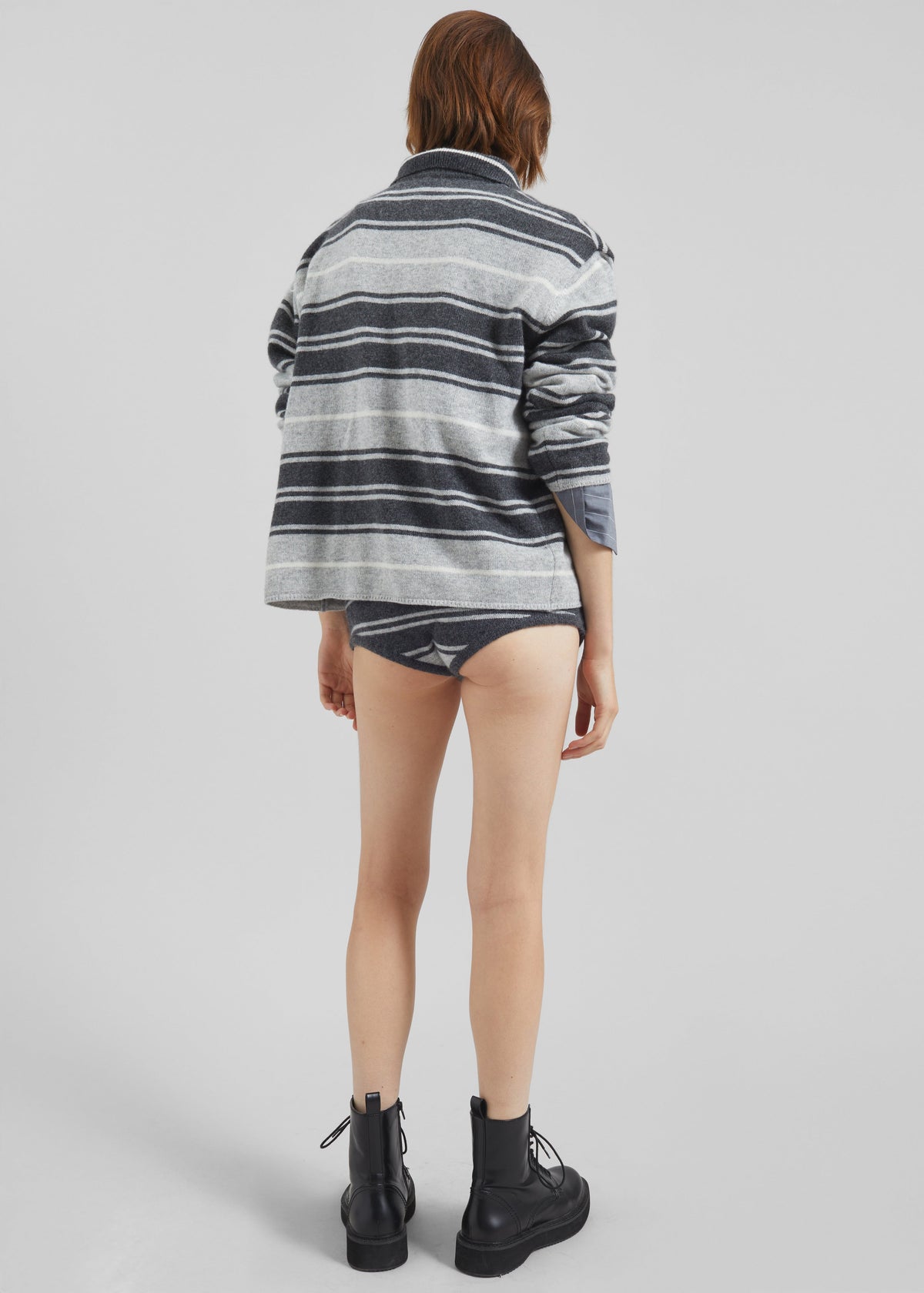 Belize Knit Polo Sweater - Grey Stripe - 10