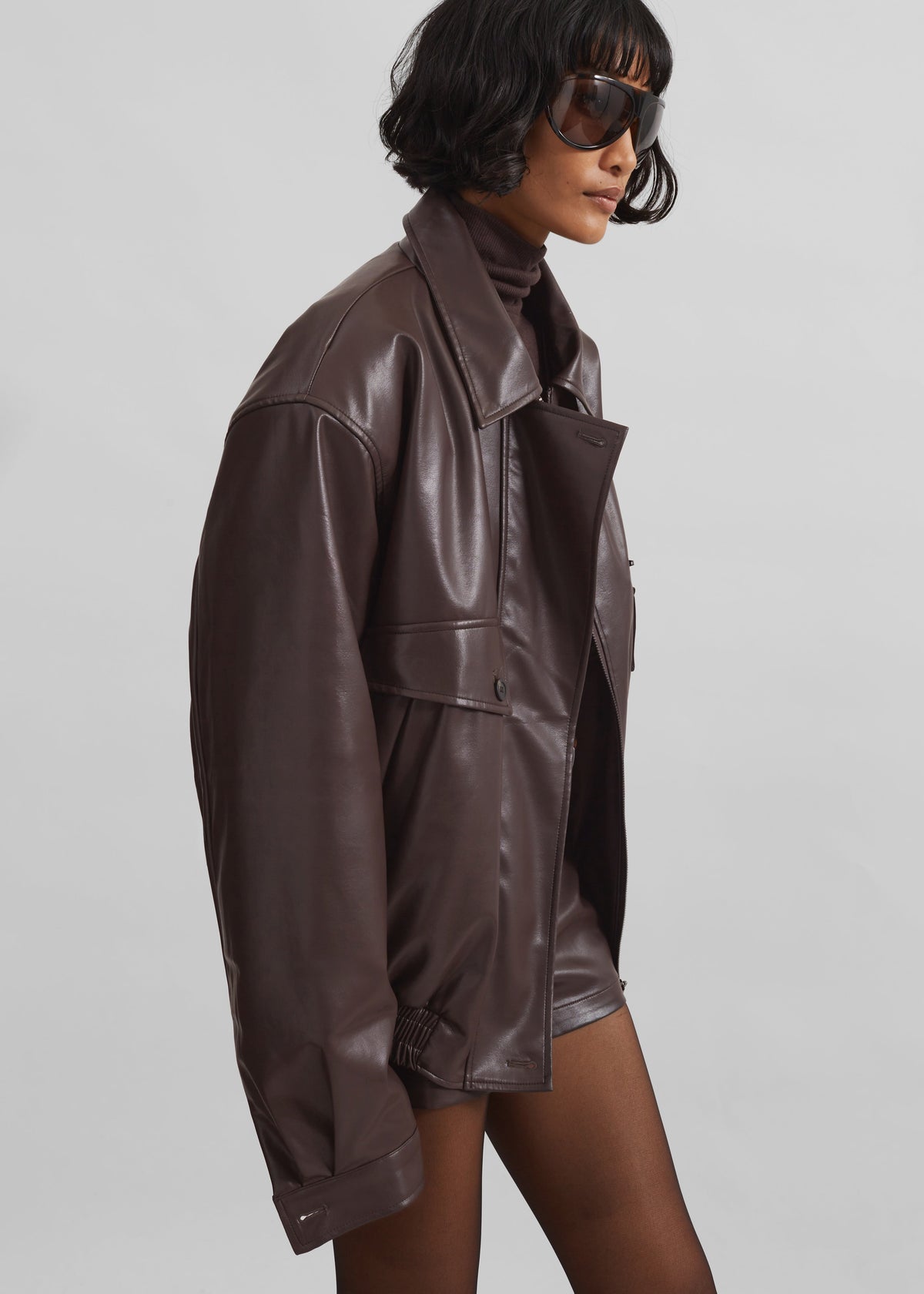Belmont Faux Leather Jacket - Brown - 10