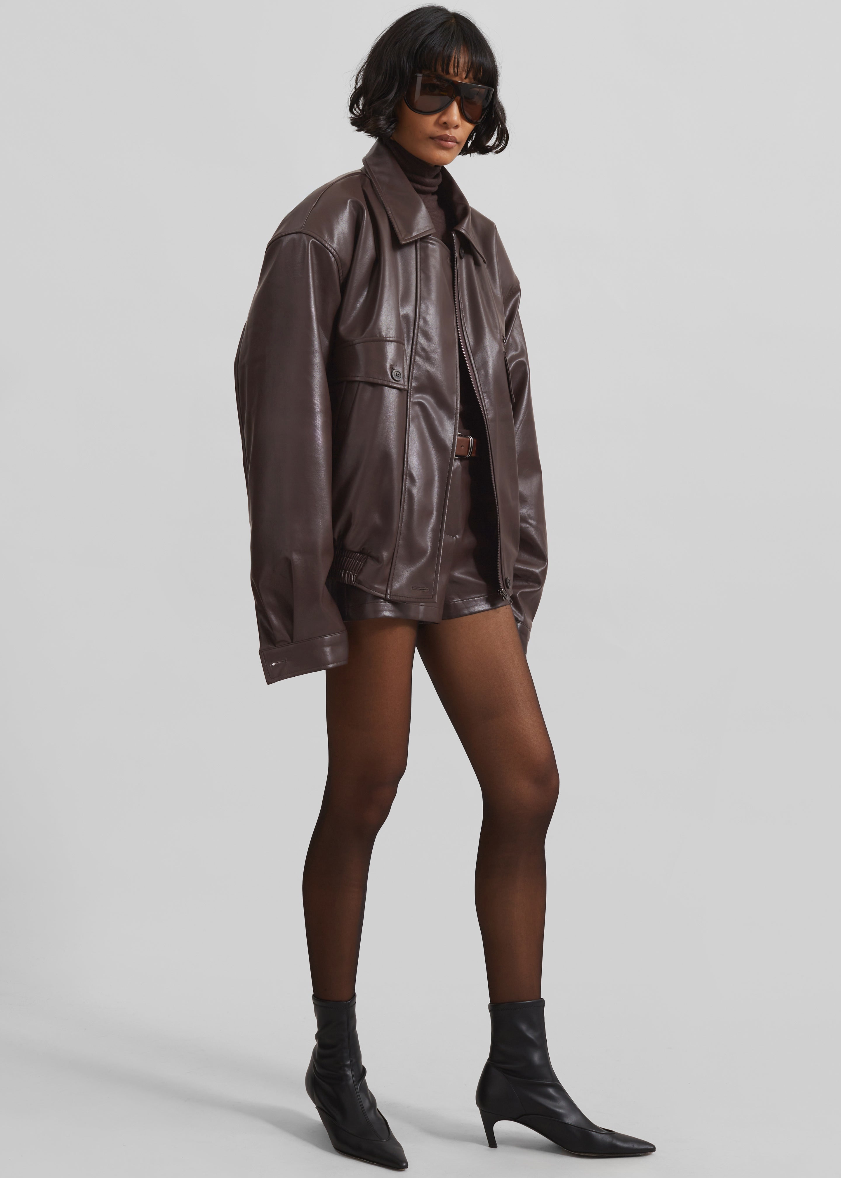 Belmont Faux Leather Jacket - Brown - 9