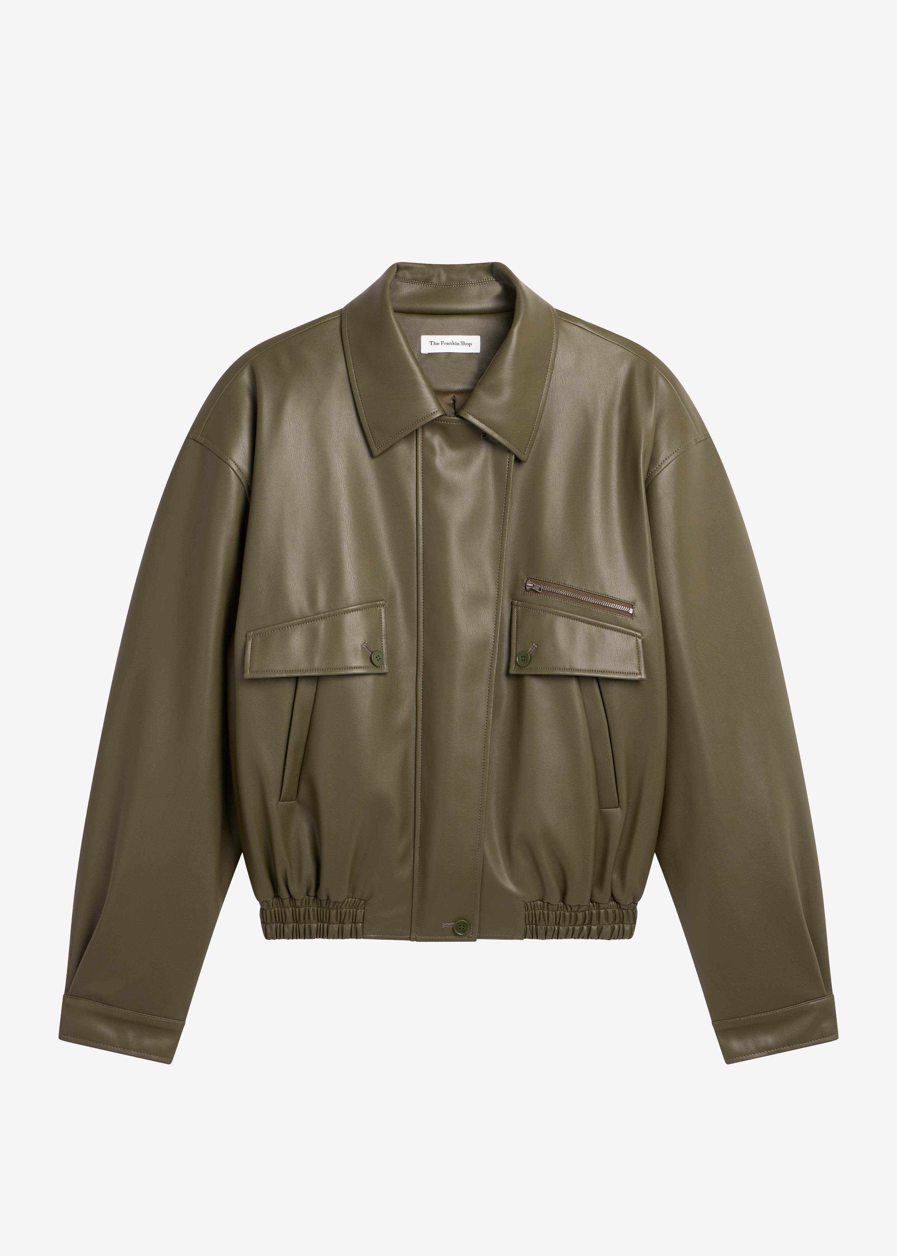 Belmont Faux Leather Jacket - Khaki - 8