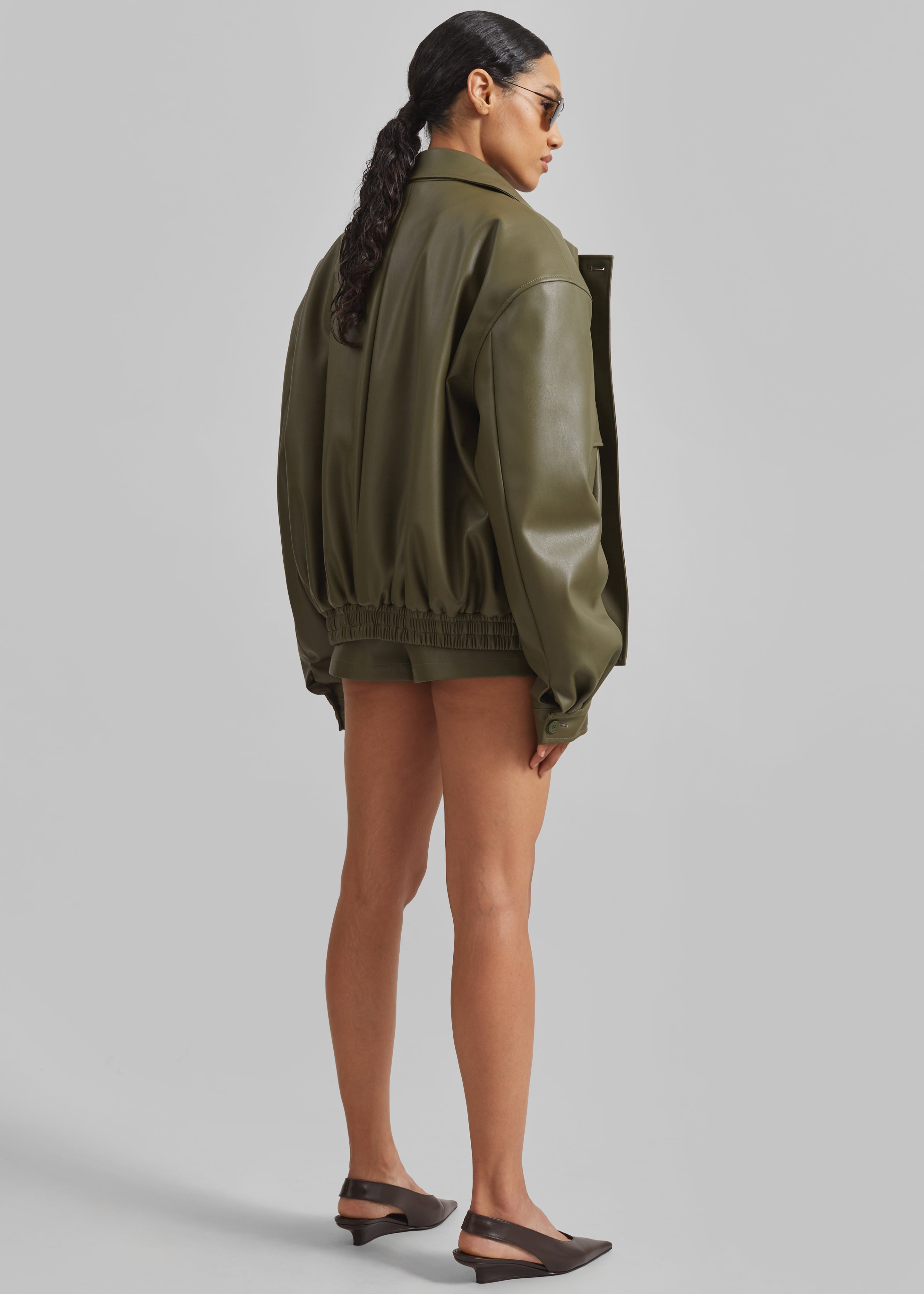Belmont Faux Leather Jacket - Khaki - 7