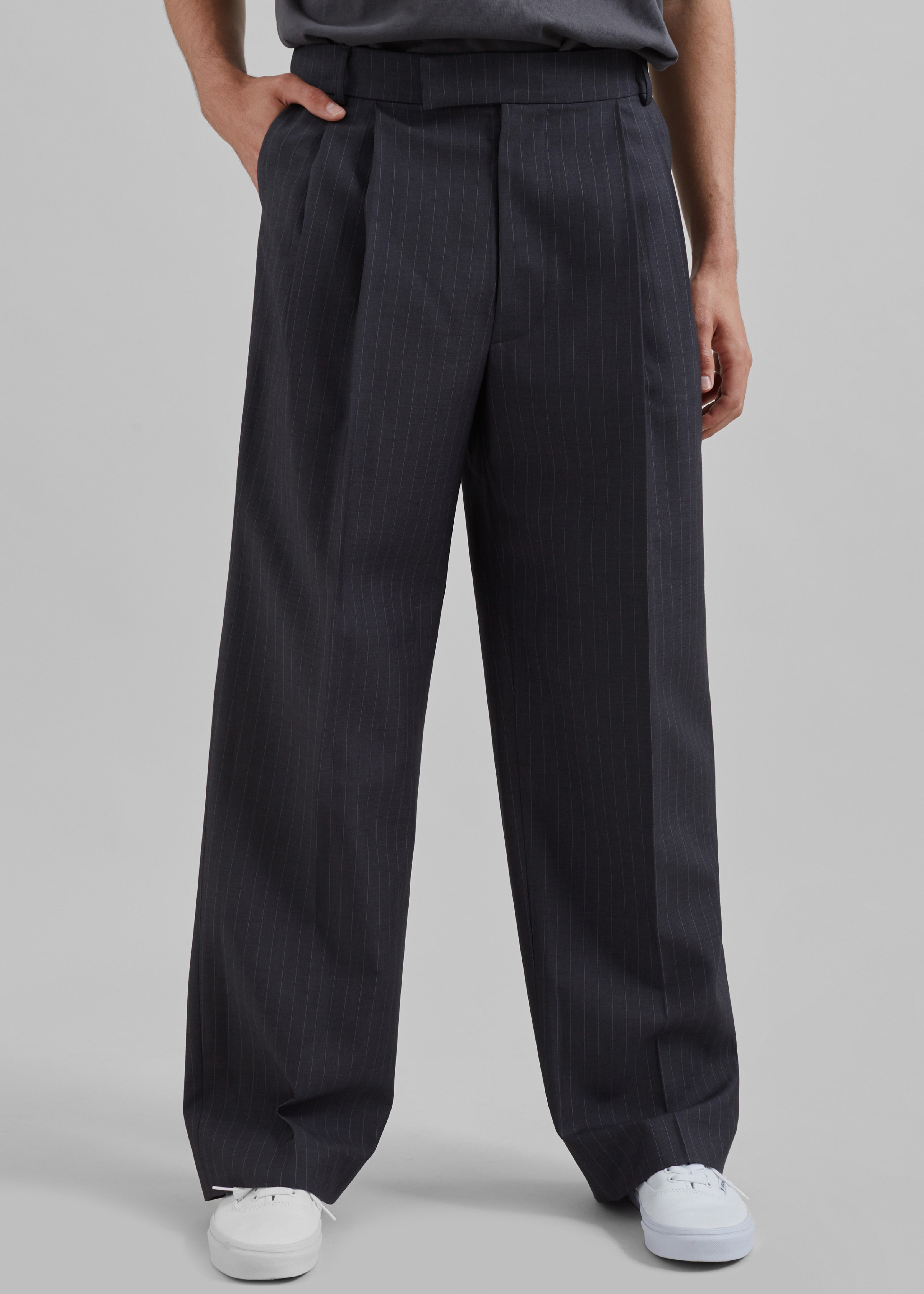 Beo Suit Pants - Charcoal/White Pinstripe - 4