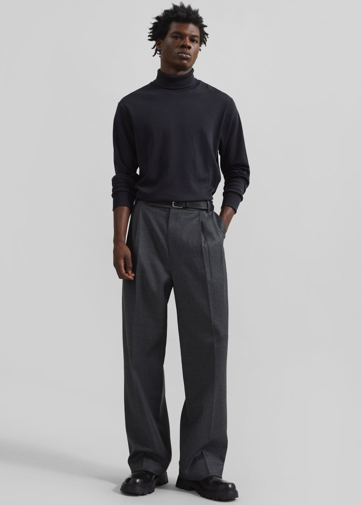 Beo Wool Flannel Suit Pants - Charcoal - 3
