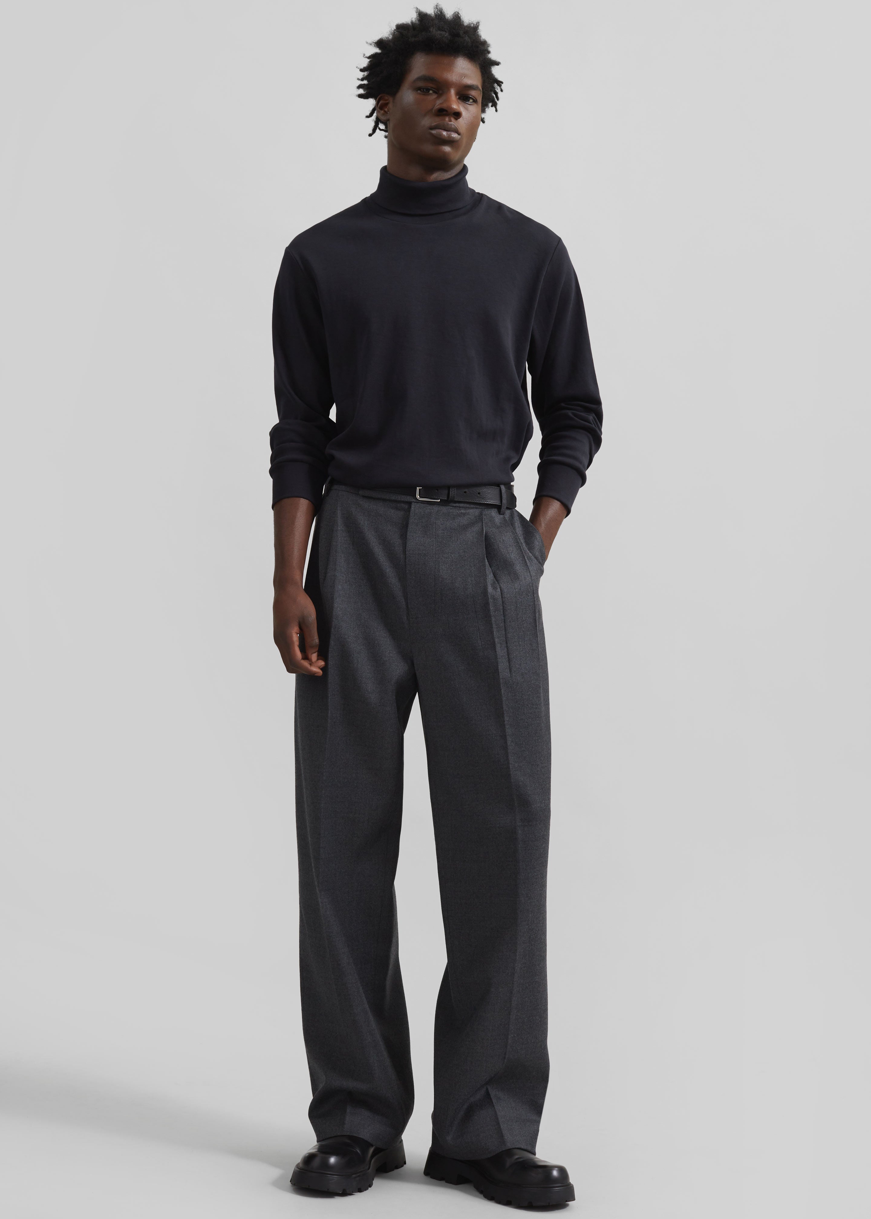 Beo Wool Flannel Suit Pants - Charcoal - 3
