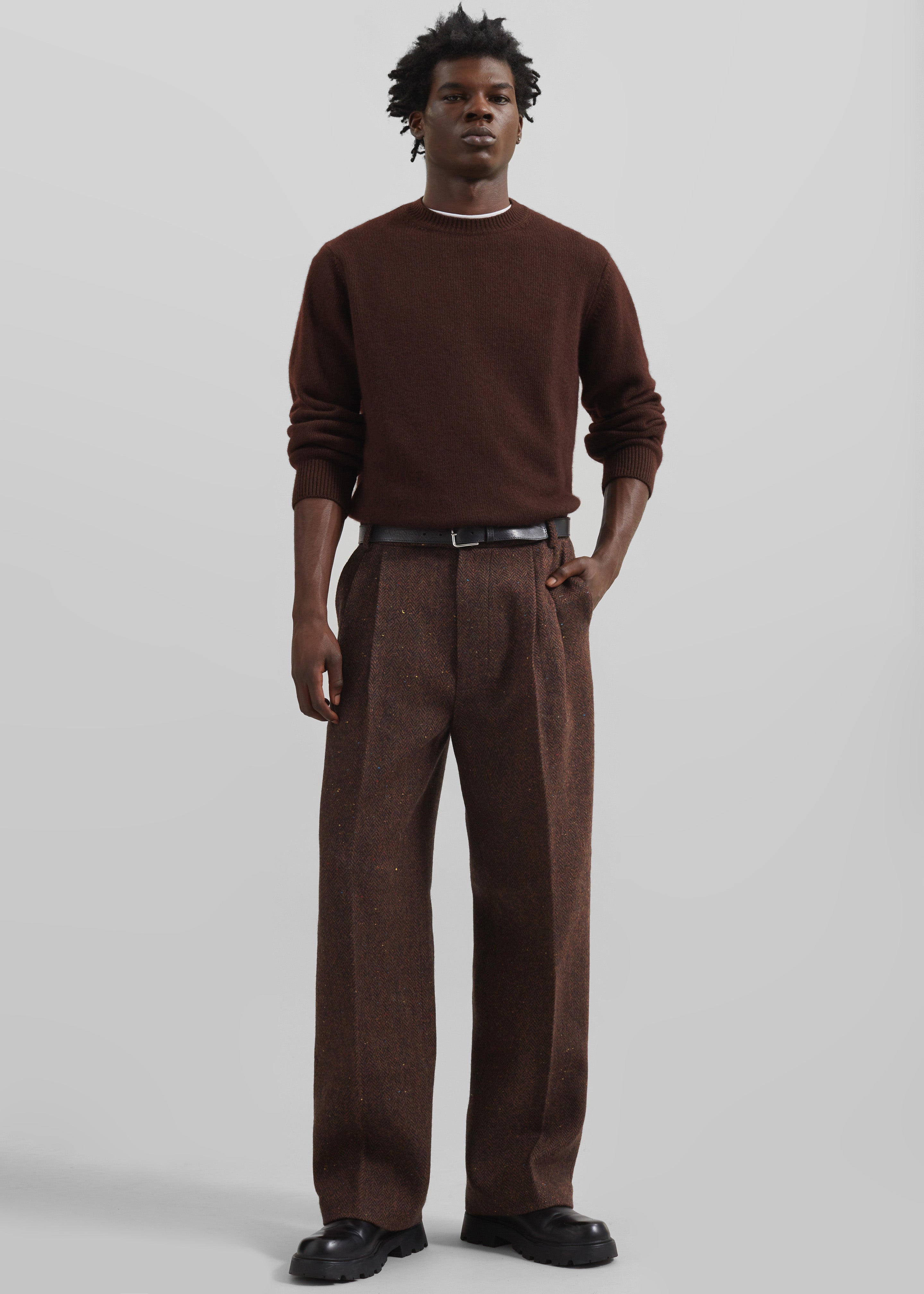 Beo Wool Suit Pants - Brown - 3