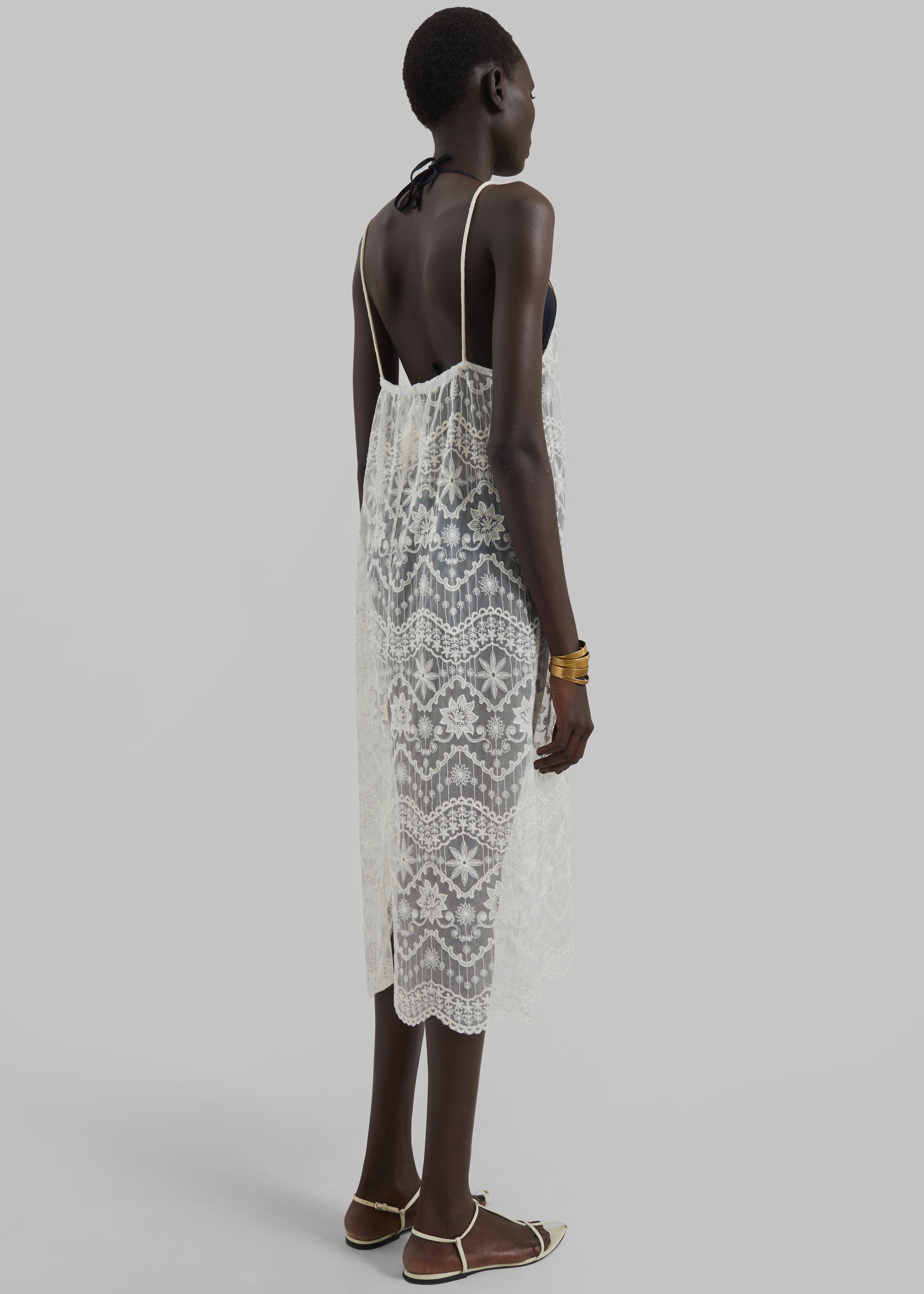 Berzi Sheer Lace Midi Dress - White - 6