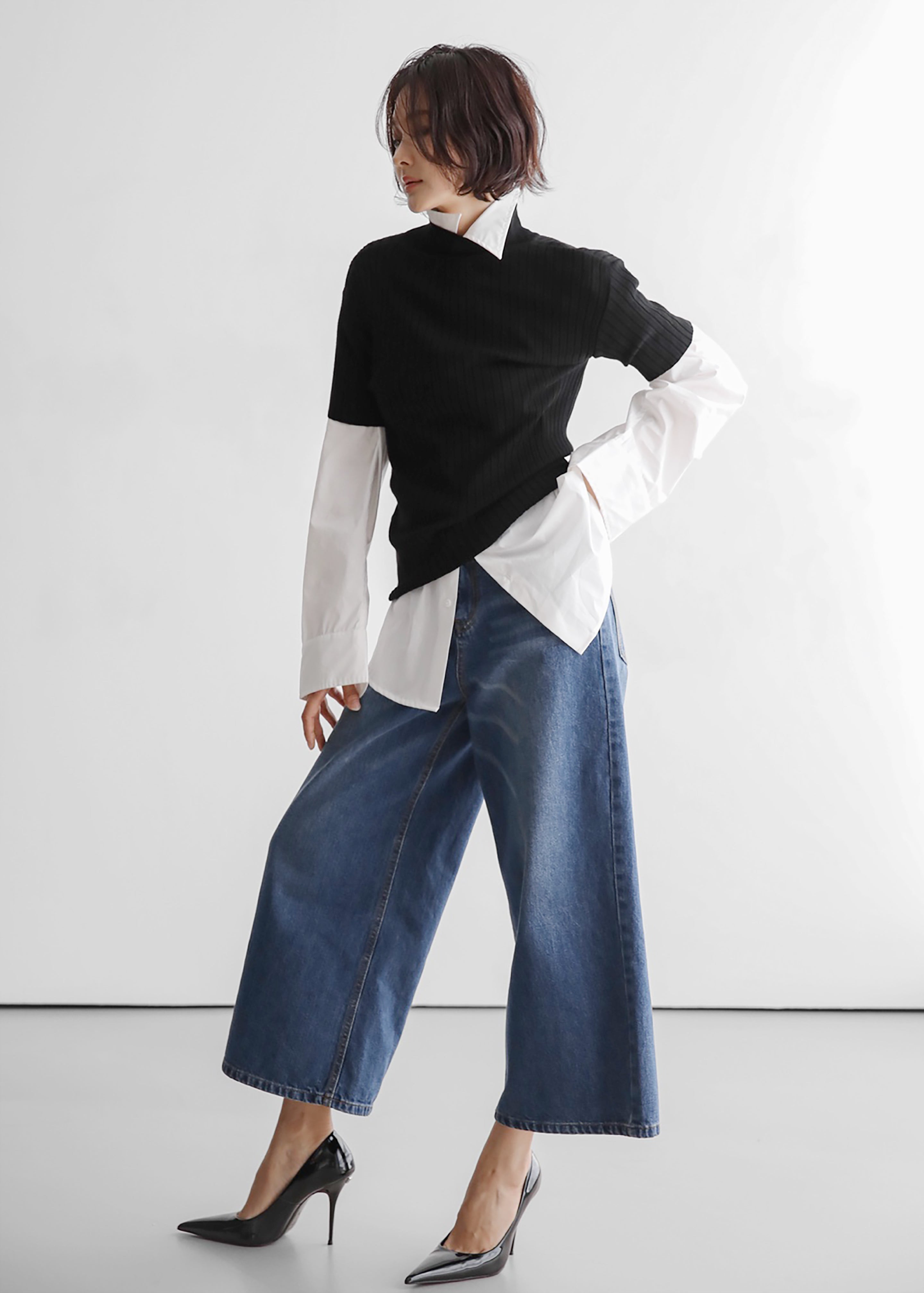 Besdon Denim Culottes - Medium Wash - 5