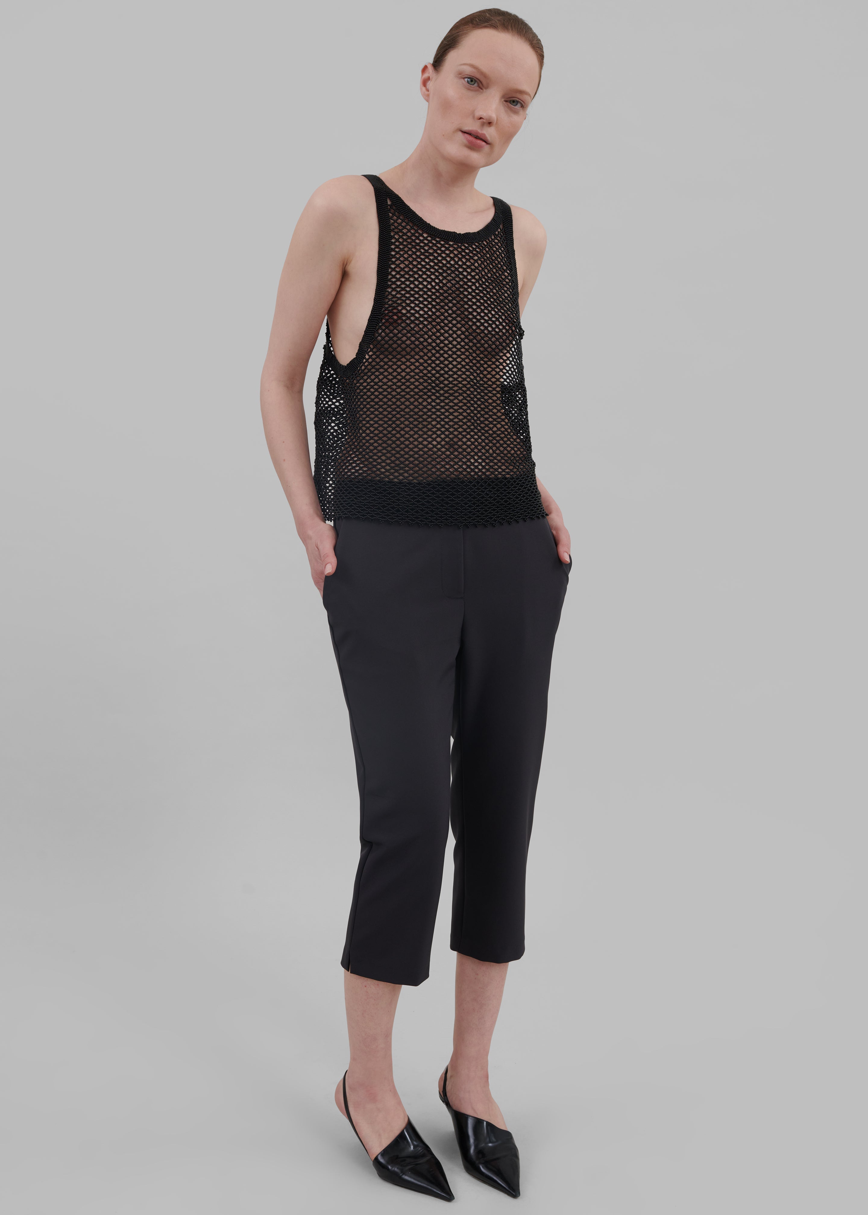 Bevza Beaded Tank Top - Black - 5