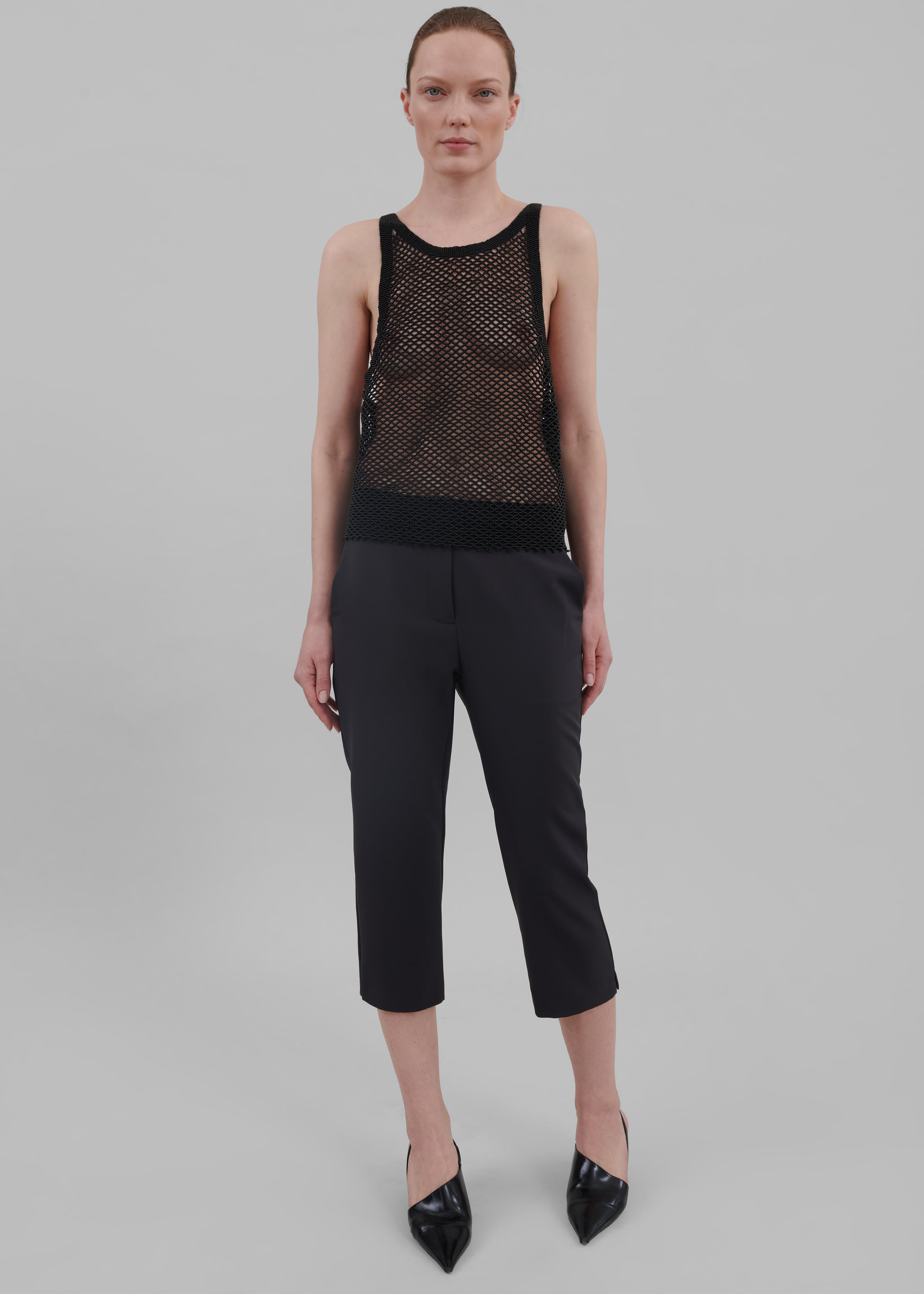 Bevza Beaded Tank Top - Black - 3