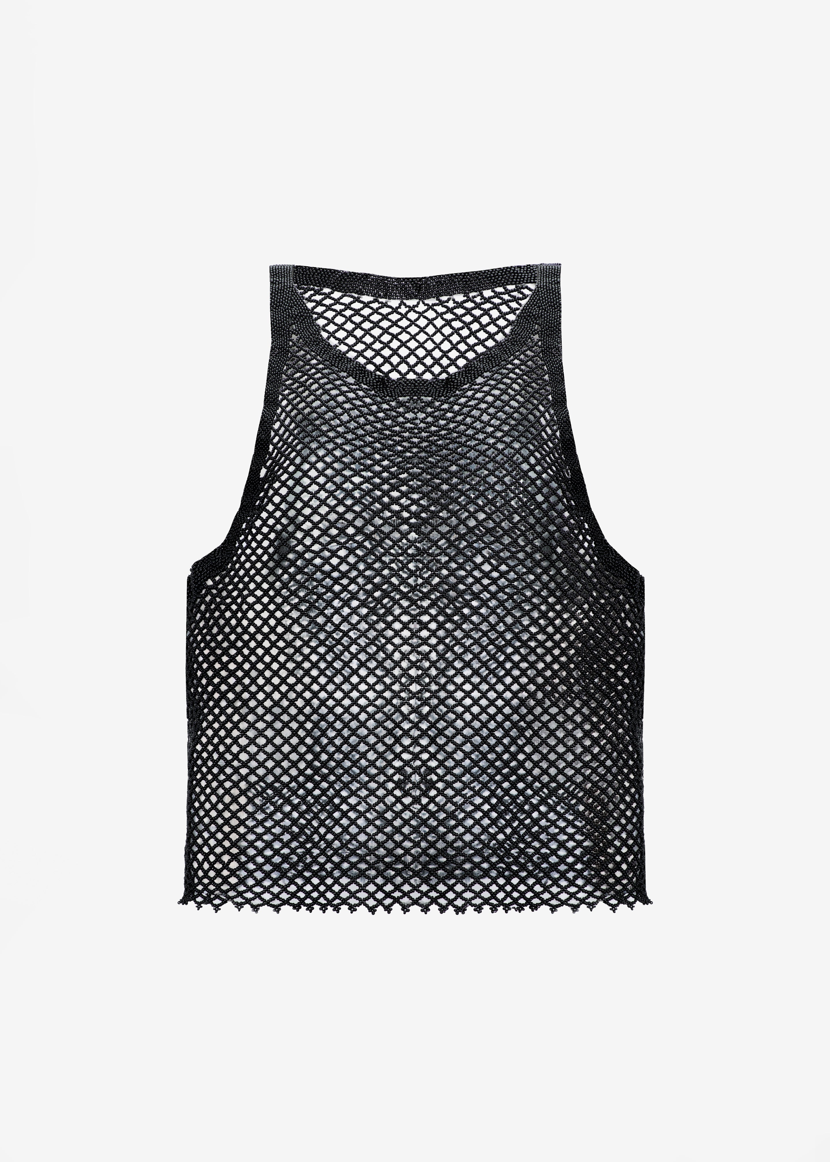 Bevza Beaded Tank Top - Black - 8