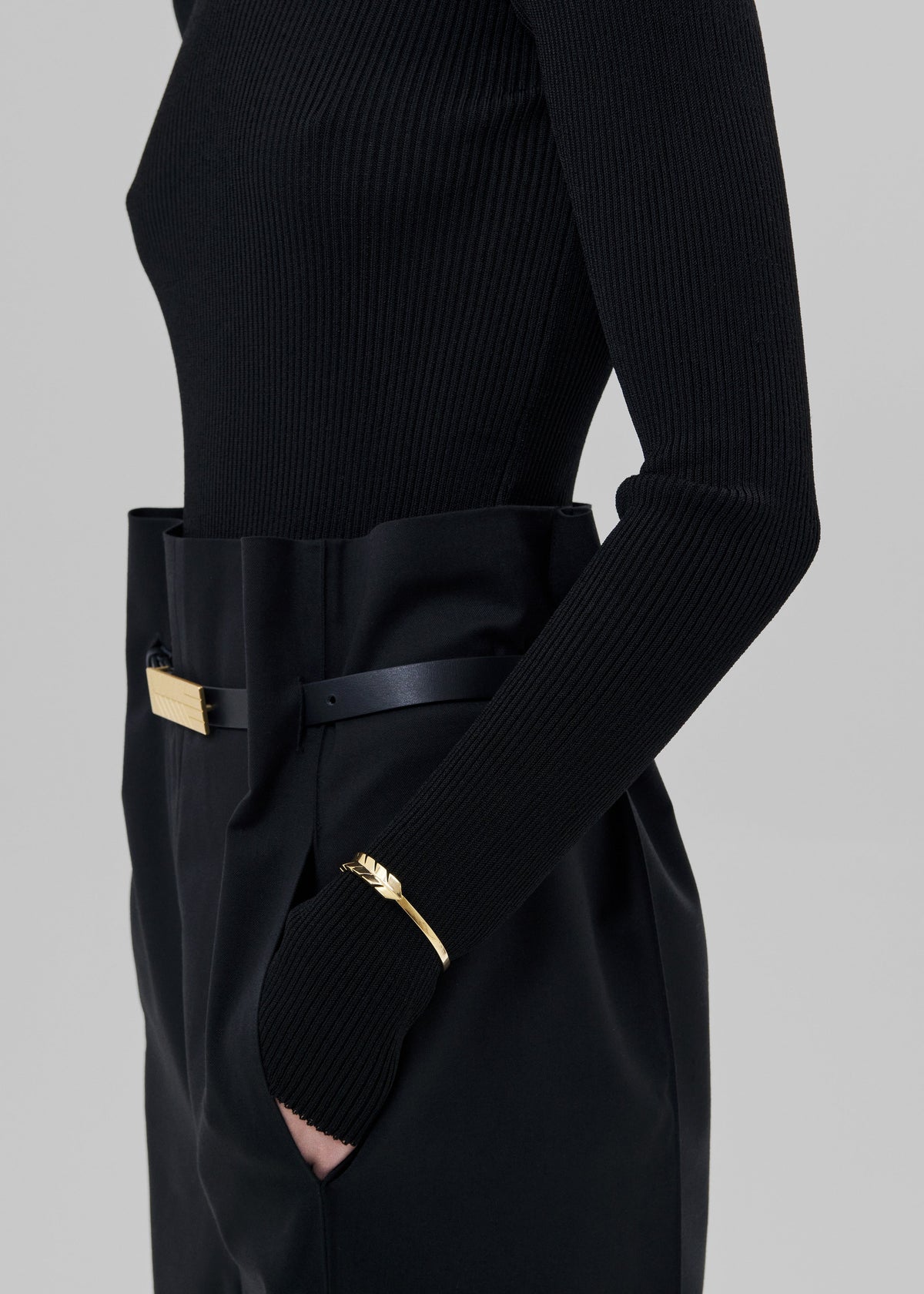 Bevza Belt With Spikelet Buckle - Black/Gold - 3