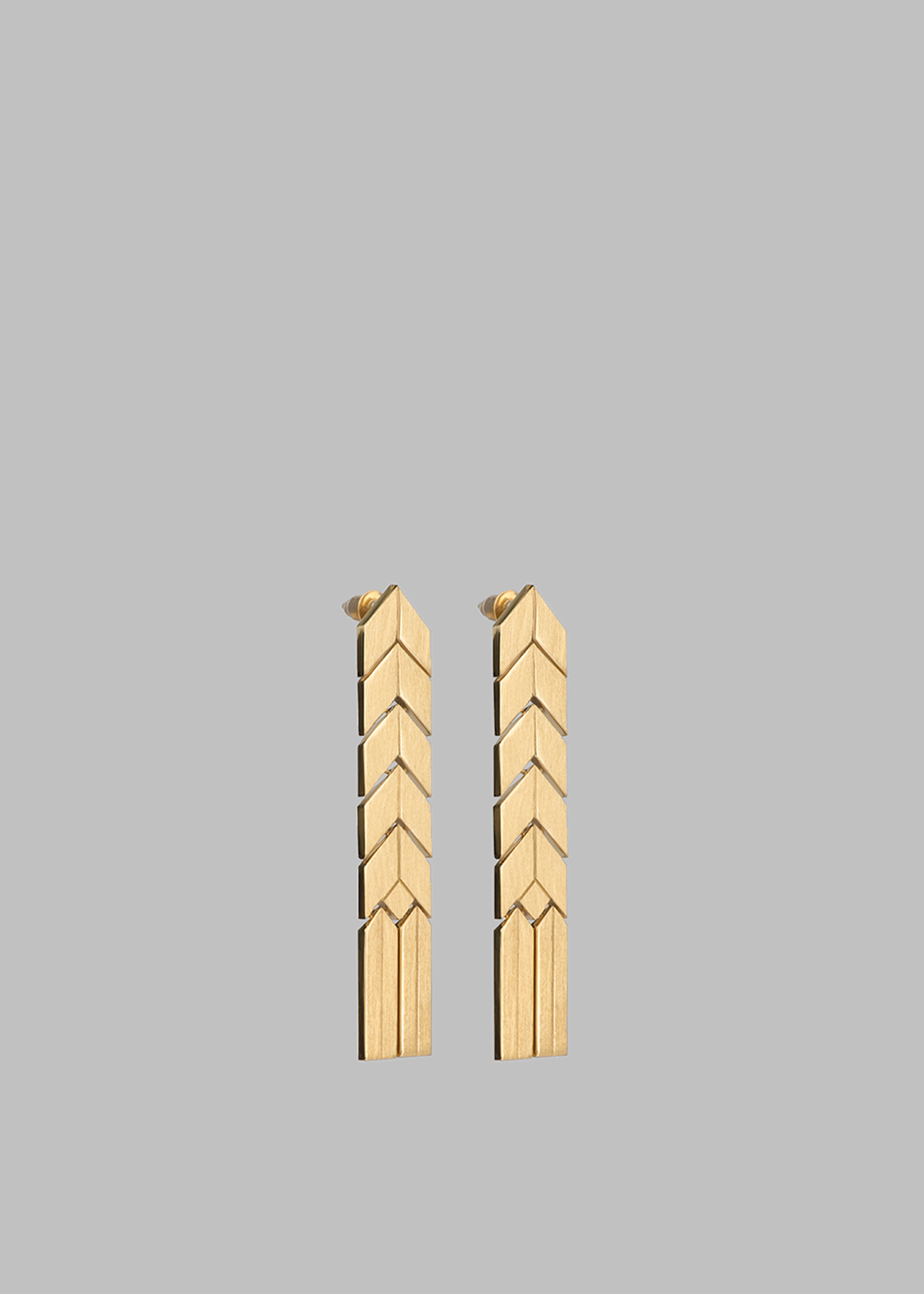 Bevza Flat Spikelet Earrings - Gold - 2
