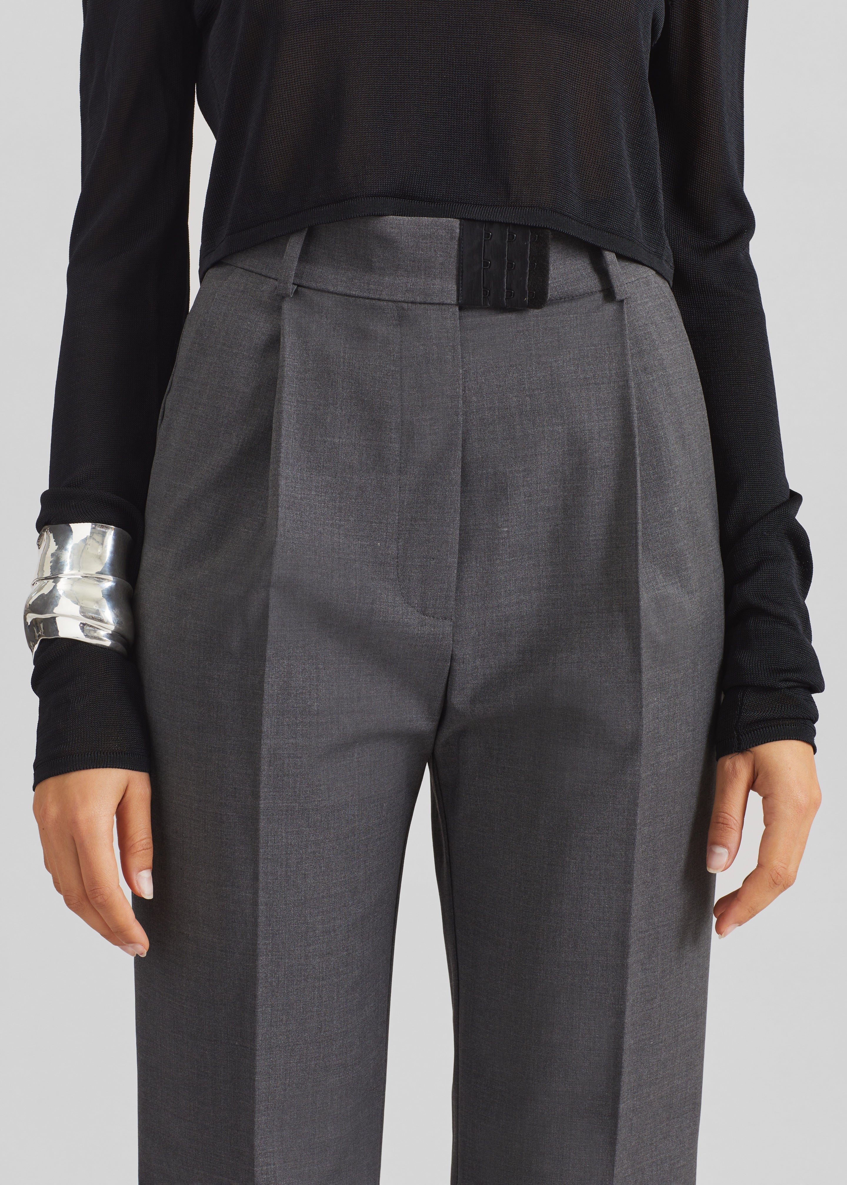Bevza High-Waisted Trousers - Dark Grey - 3