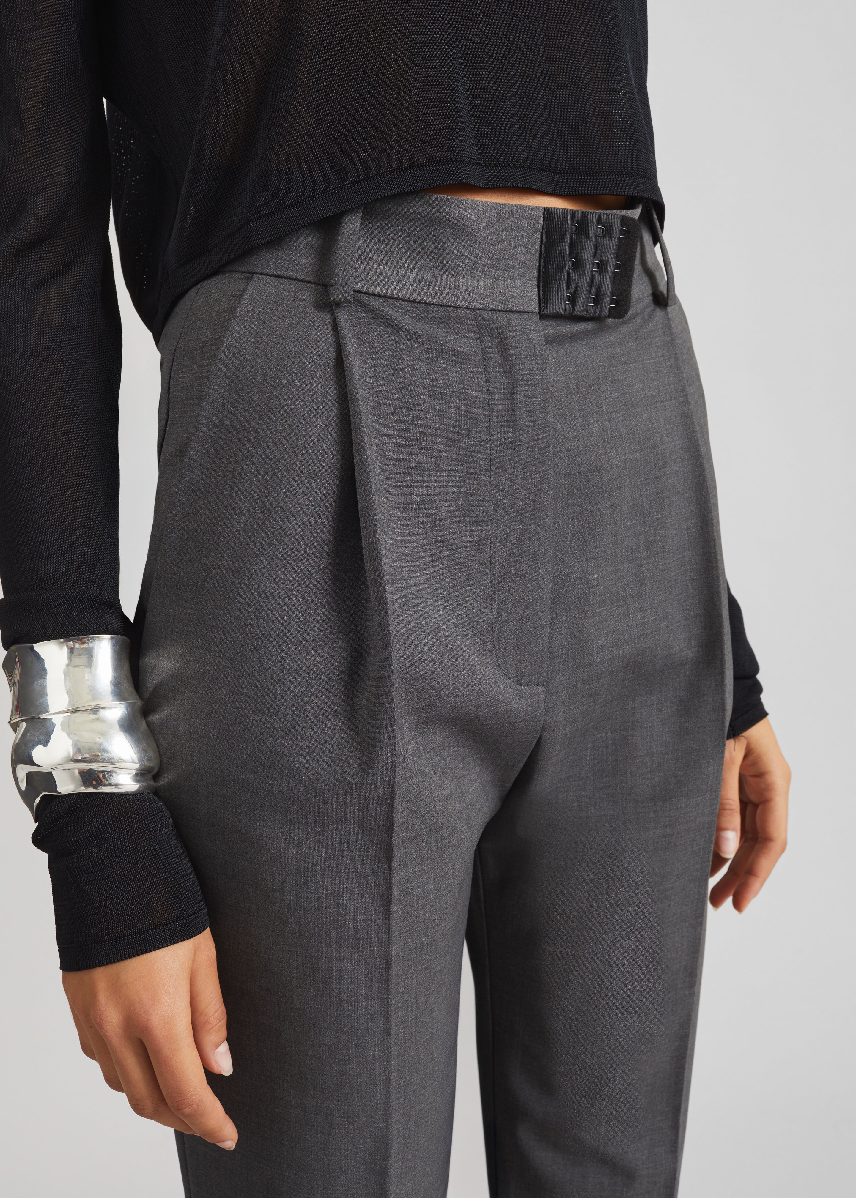 Bevza High-Waisted Trousers - Dark Grey - 6
