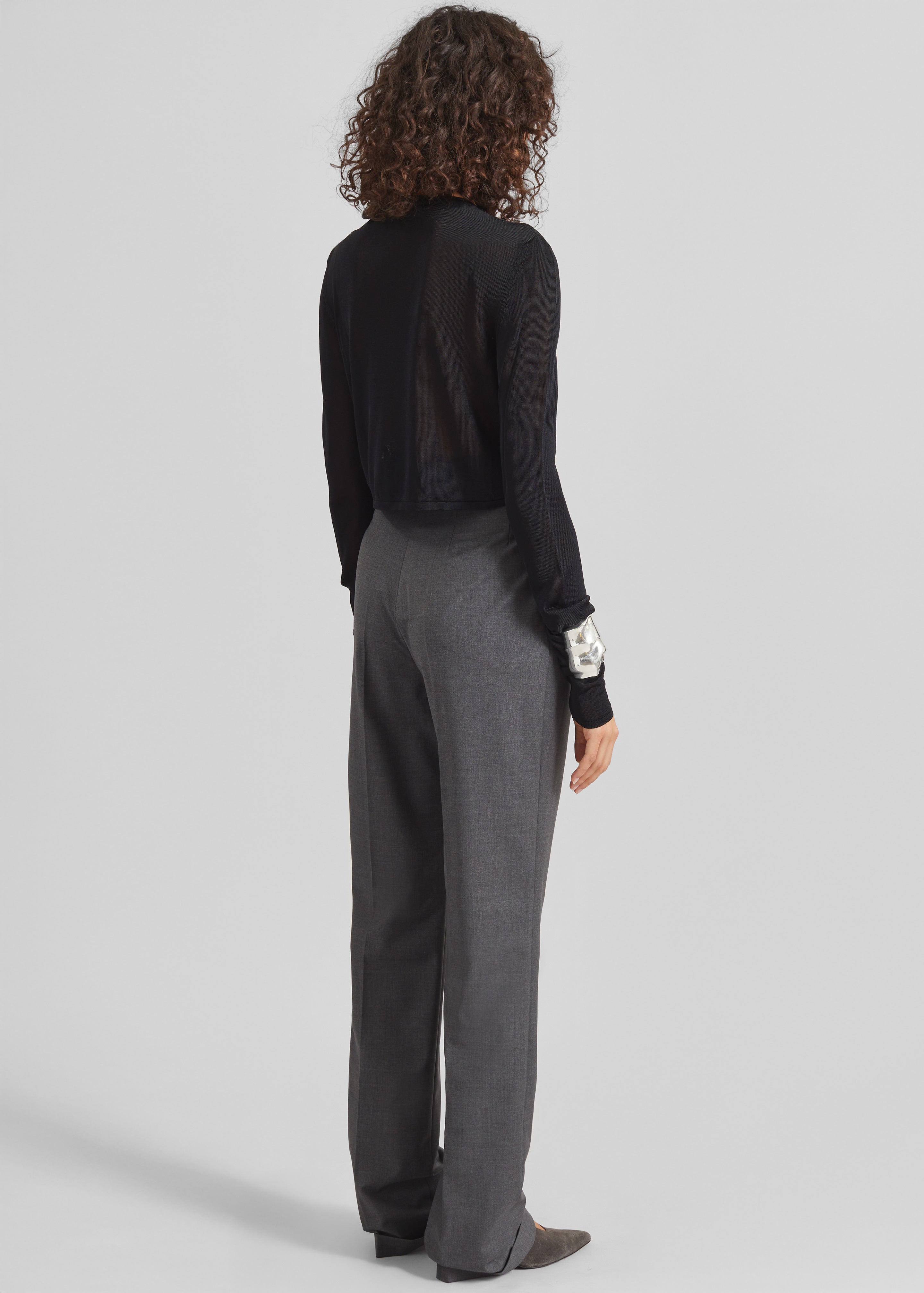 Bevza High-Waisted Trousers - Dark Grey - 7