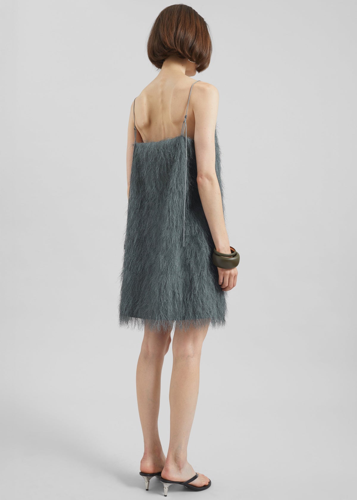 Biarritz Fringed Mini Dress - Storm Grey - 10