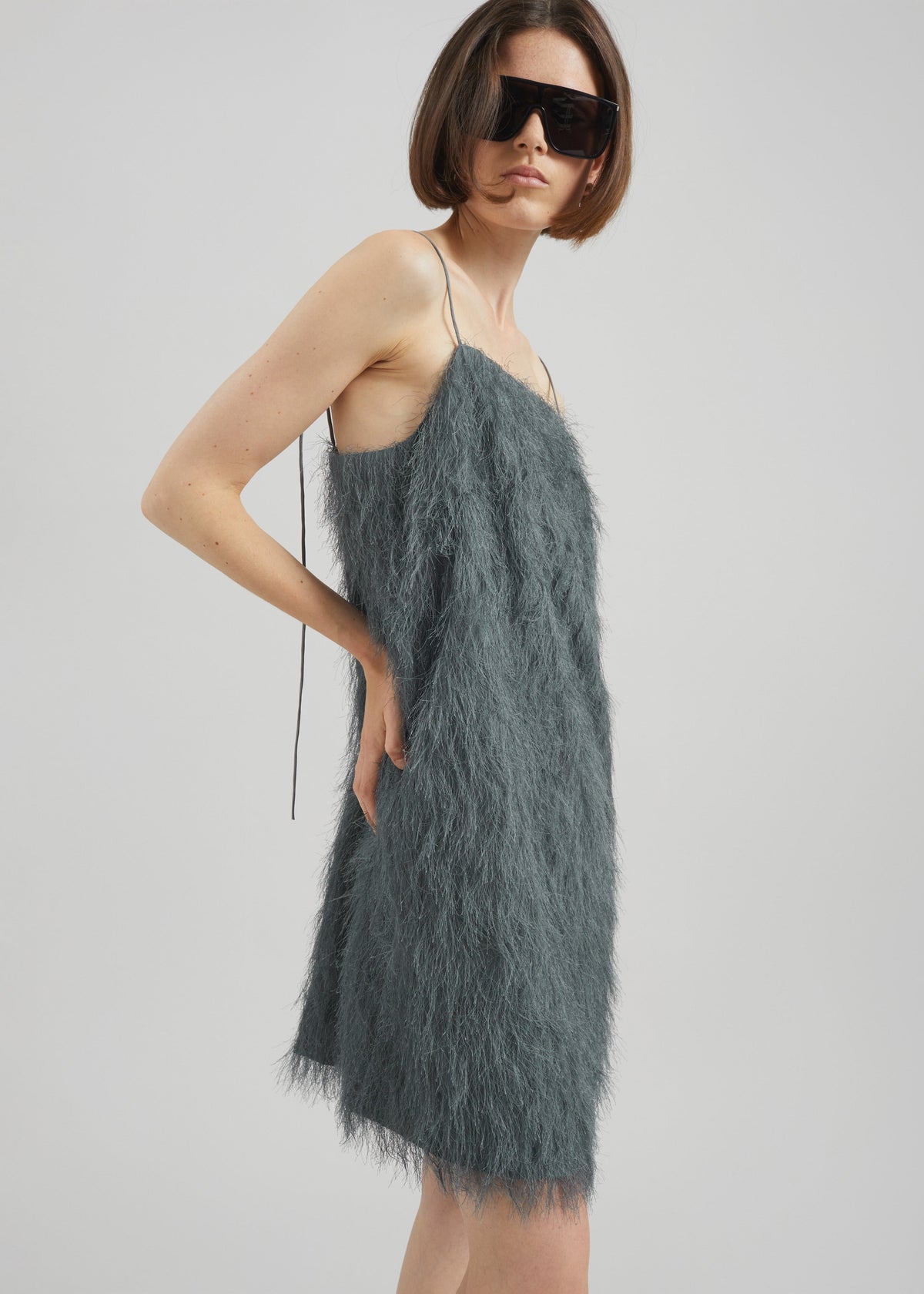Biarritz Fringed Mini Dress - Storm Grey - 7
